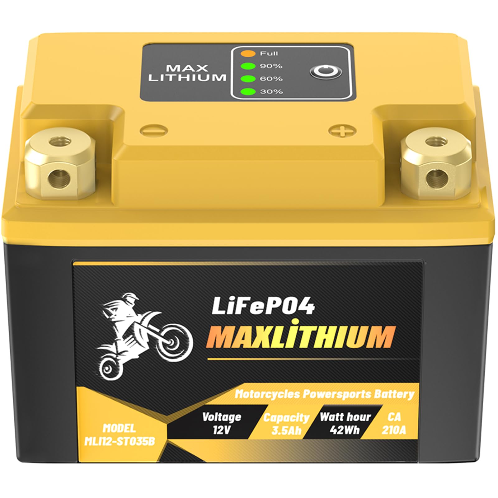 Maxlithium 3.5Ah 210CA 12V Motorcycle Lithium Battery - Perfect Replacement for YTX4L-BS, YTX5L-BS, YTX7L-BS, High-Rate Cell, Po
