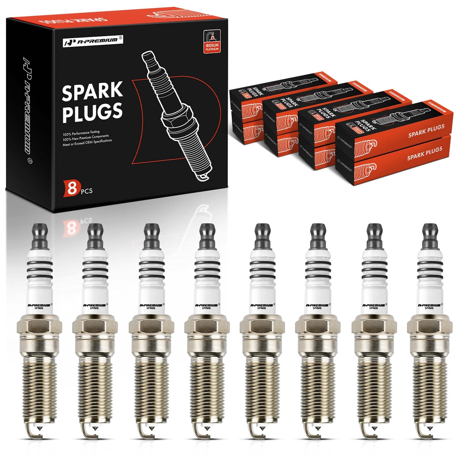 A-Premium Iridium Platinum Spark Plugs Compatible with Chevrolet Silverado 1500, 2500/3500 HD, Tahoe, Camaro, Suburban, Corvette