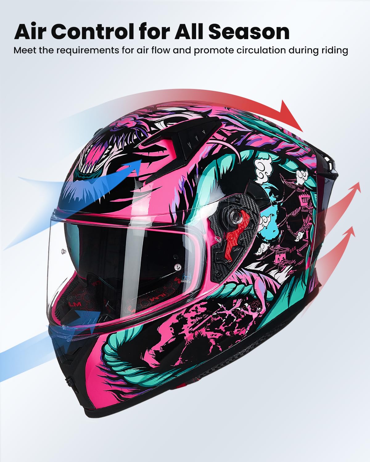 Ilm Motorcycle Helmet Full Face With Pinlock Compatible Clear&Tinted Visors And Fins Street Bike Motocross Casco Dot Model Z501(