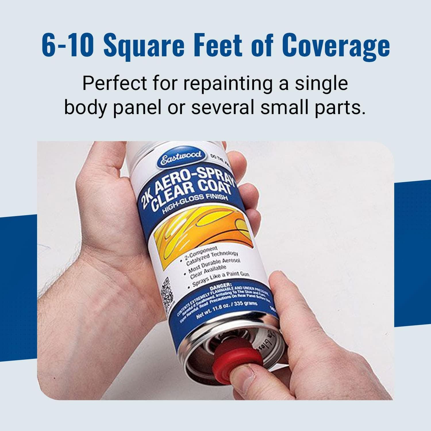 Eastwood 2K Aerosol Spray | Clear Coat Automotive Paint Aerosol Spray With Long-Lasting And Durable Finish 12 Oz Can | Clear Coa