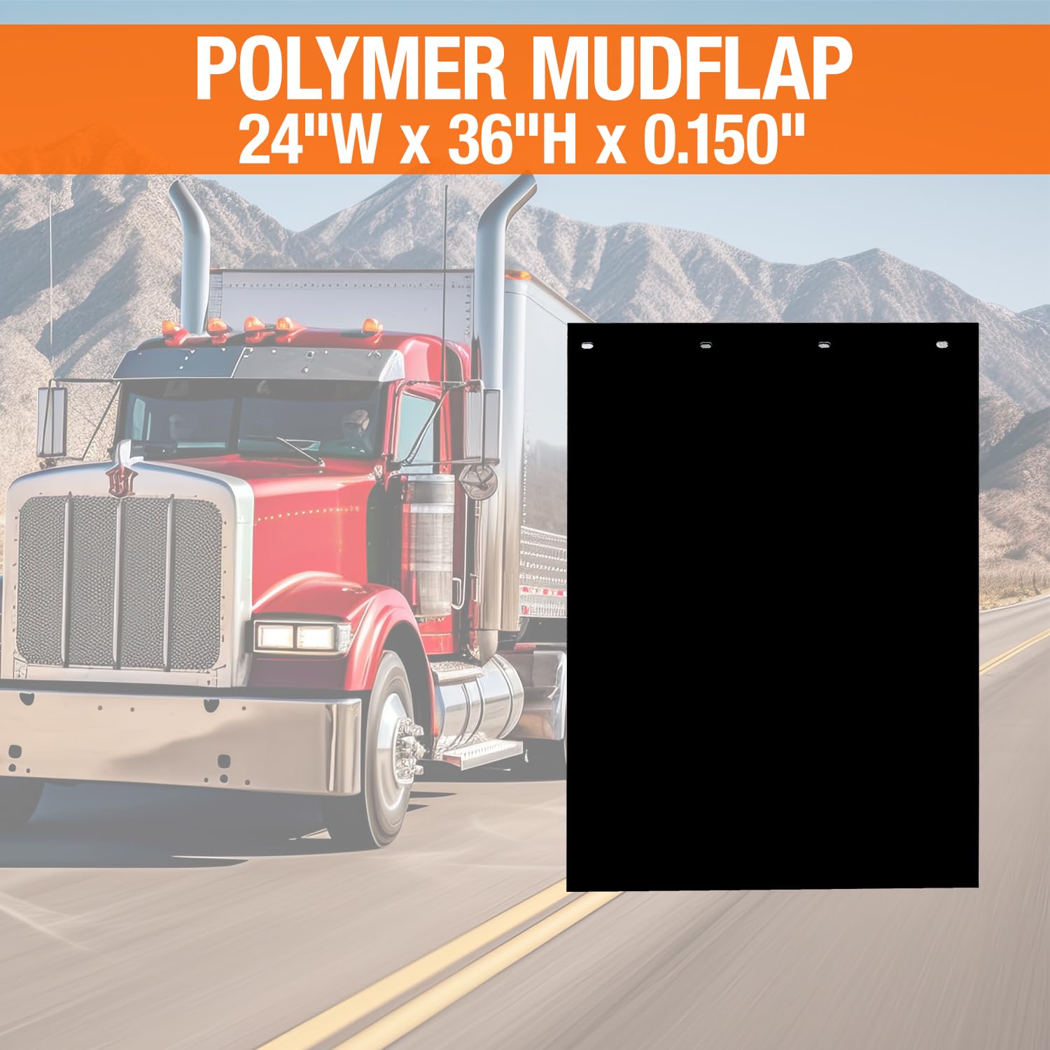 Buyers Products RC36PPB Mud Flaps, 2 Pack, 24x36 Inch, Super Durable Black Polymer, Non-Rubber, Heavy-Duty Protection