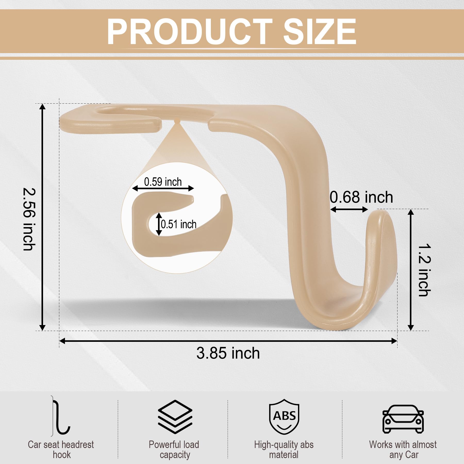 Livtee Car Seat Headrest Hook, Auto Seat Hook Hangers Storage Organizer Interior Accessories For Purse Coats Umbrellas Grocery B