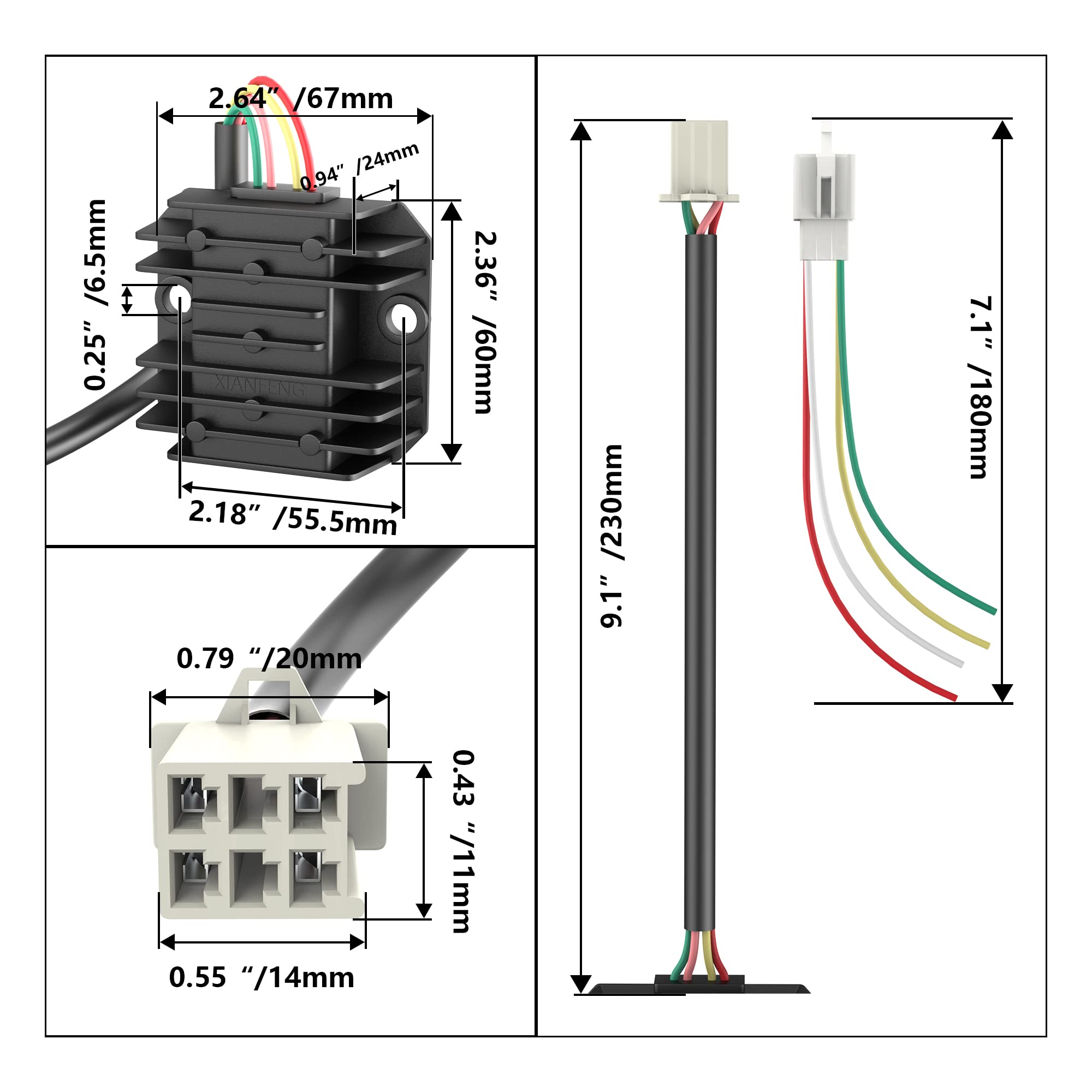 RUTU 4 Wire full wave Universal Voltage Regulator Rectifier Replacement - Boat Motor, Motorcycle, GY6 50 150cc Scooter, Moped, G