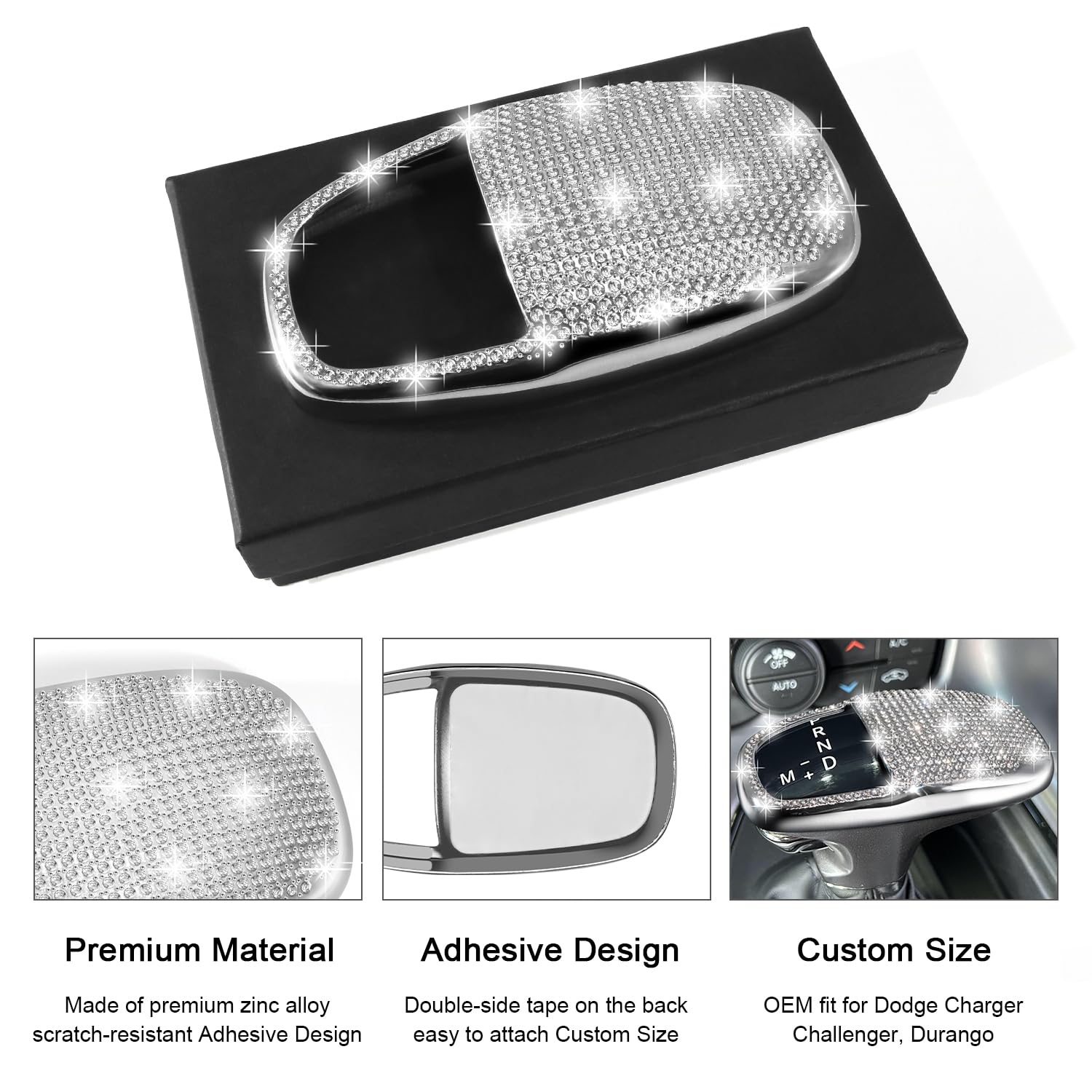 Remoch Gear Shift Knob Head Cover Bling Trim For Dodge Charger Accessories 2015-2023 Challenger 2015-2024 Durango 2016-2025 Meta