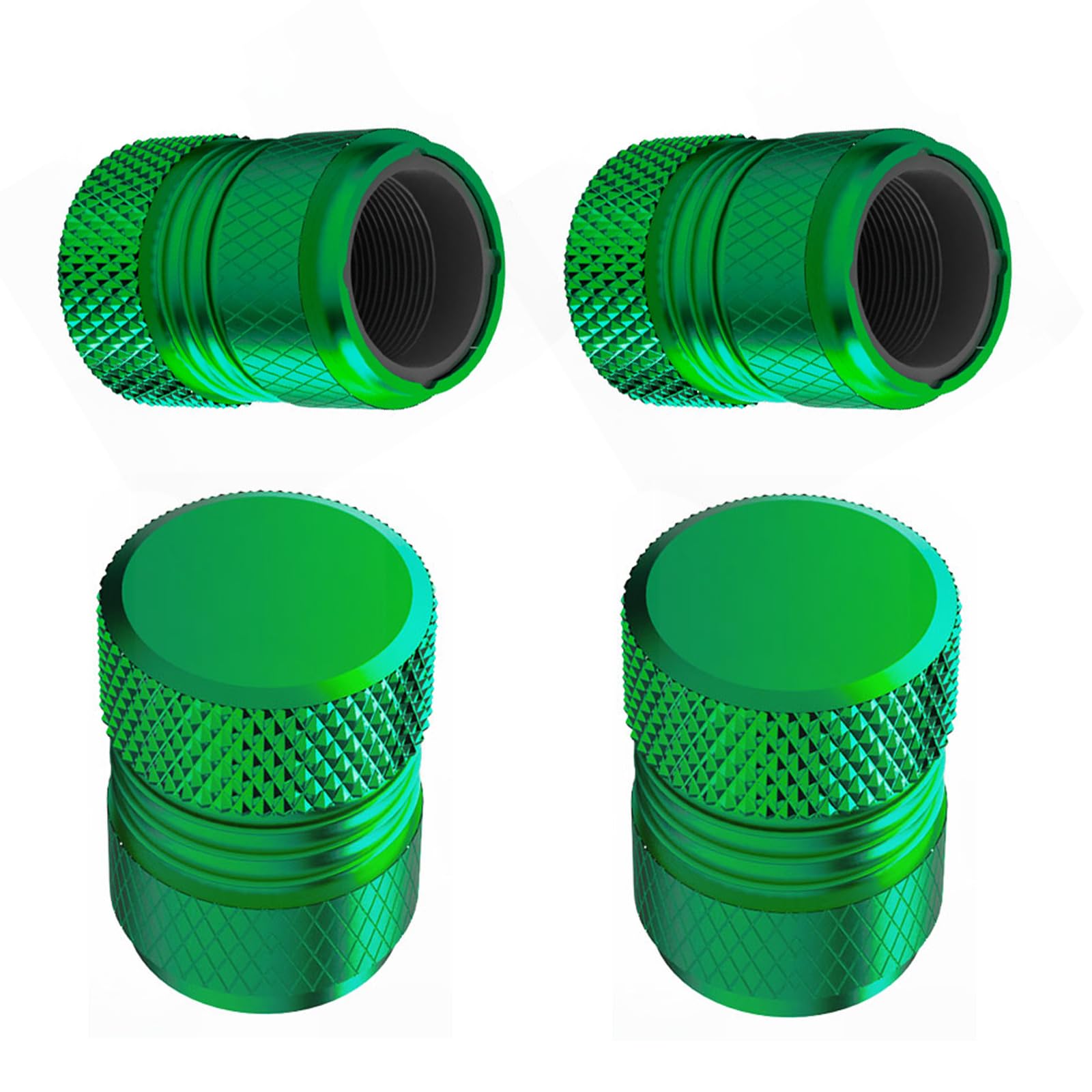 Tire Valve Stem Caps - 4 Pack Anti-Corrosion Premium Anodized Alloy Tyre Air Valve Caps Universal For Car Suv Bike Green