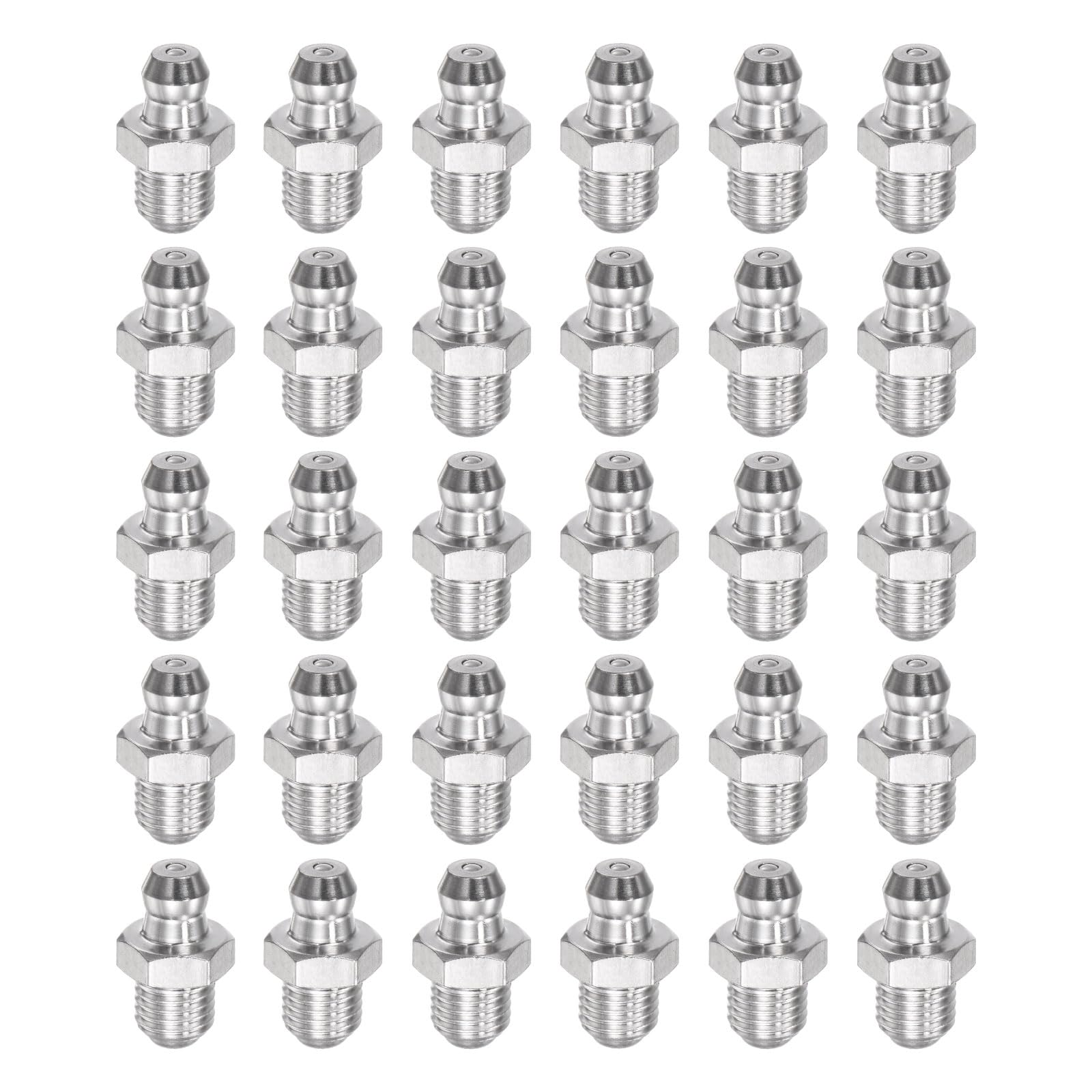 uxcell 304 Stainless Steel Straight Grease Fitting M8 x 1mm Thread Hydraulic Grease Fitting Accessories, 30Pcs
