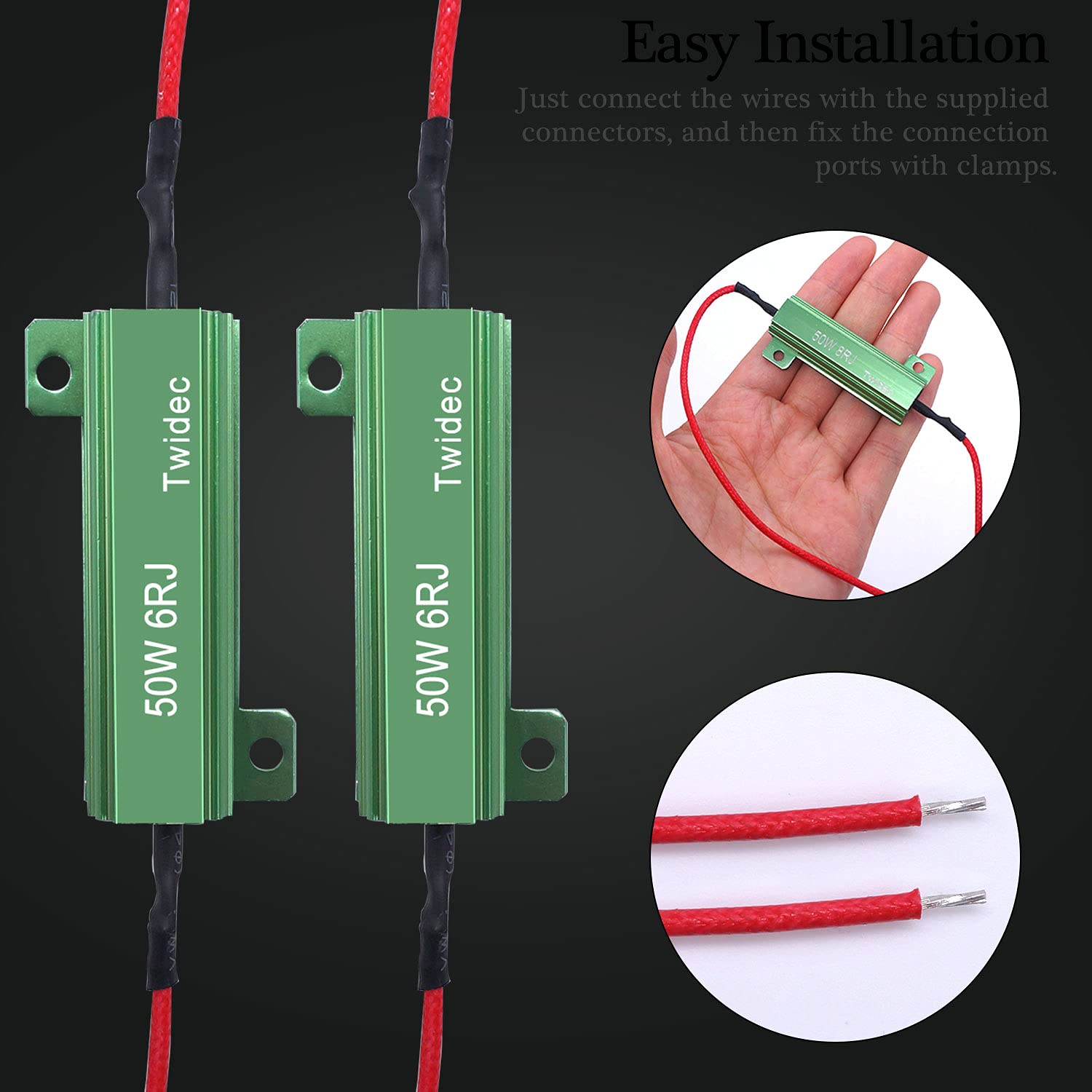 Twidec/4Pcs 50W 6Ohm Led Load Resistors For Fix Led Hyper Flash Turn Signal Light Bulb Fast Blink Error Code Warning Cancellor Rx24-50W6-4X