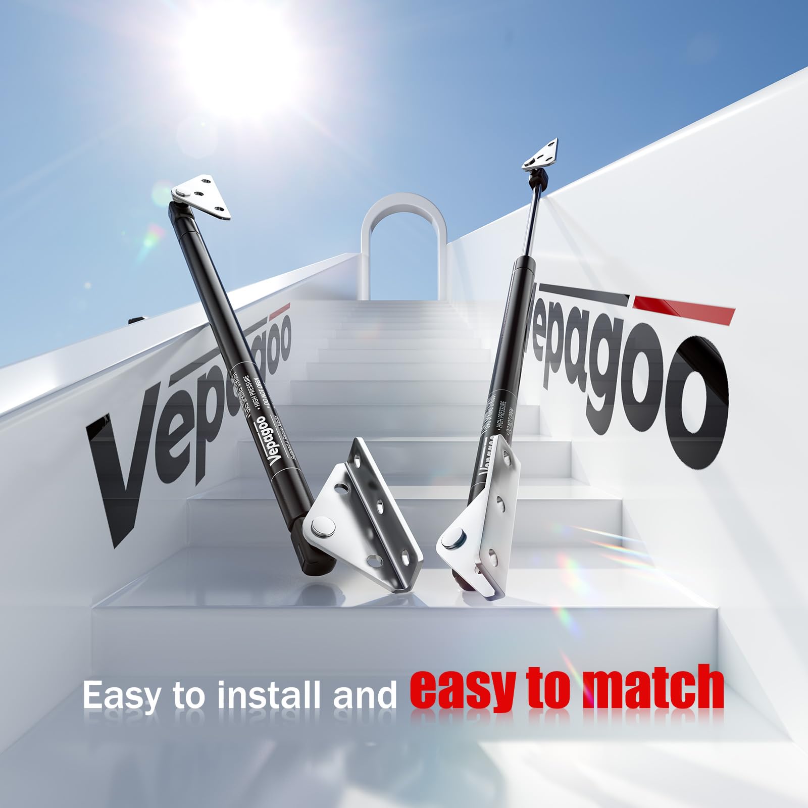 Vepagoo 10Mm Ball Stud Mounting Bracket For Gas Shock Spring Strut Prop Lift Support With 2Pcs L-Type, 2Pcs Flat-Type And 16Pcs