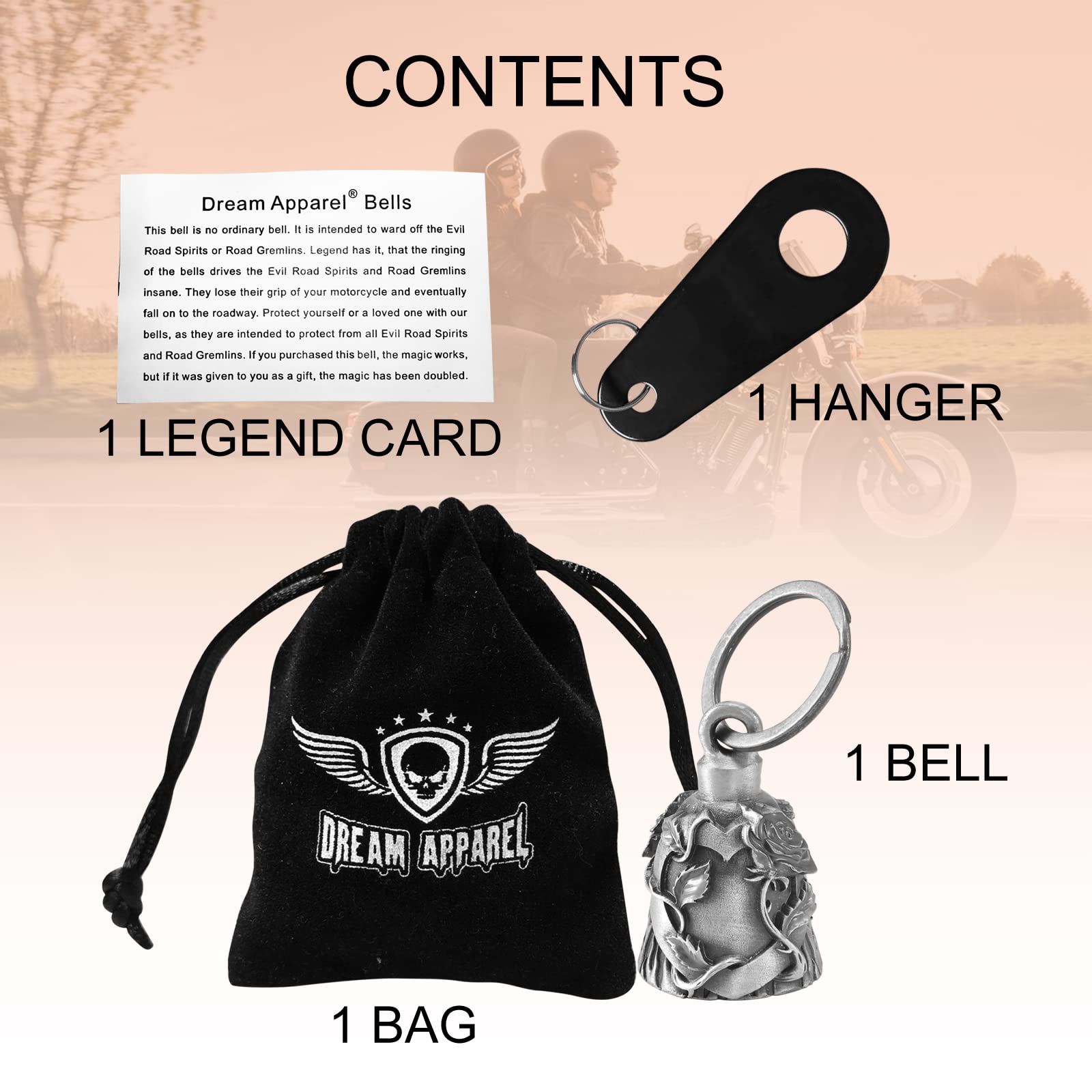 Colorful Motorcycle Bell W Hanger For Biker, Good Luck Biker Bells & Motorcycle Accessories, Keychain With Delicate Luck Bell