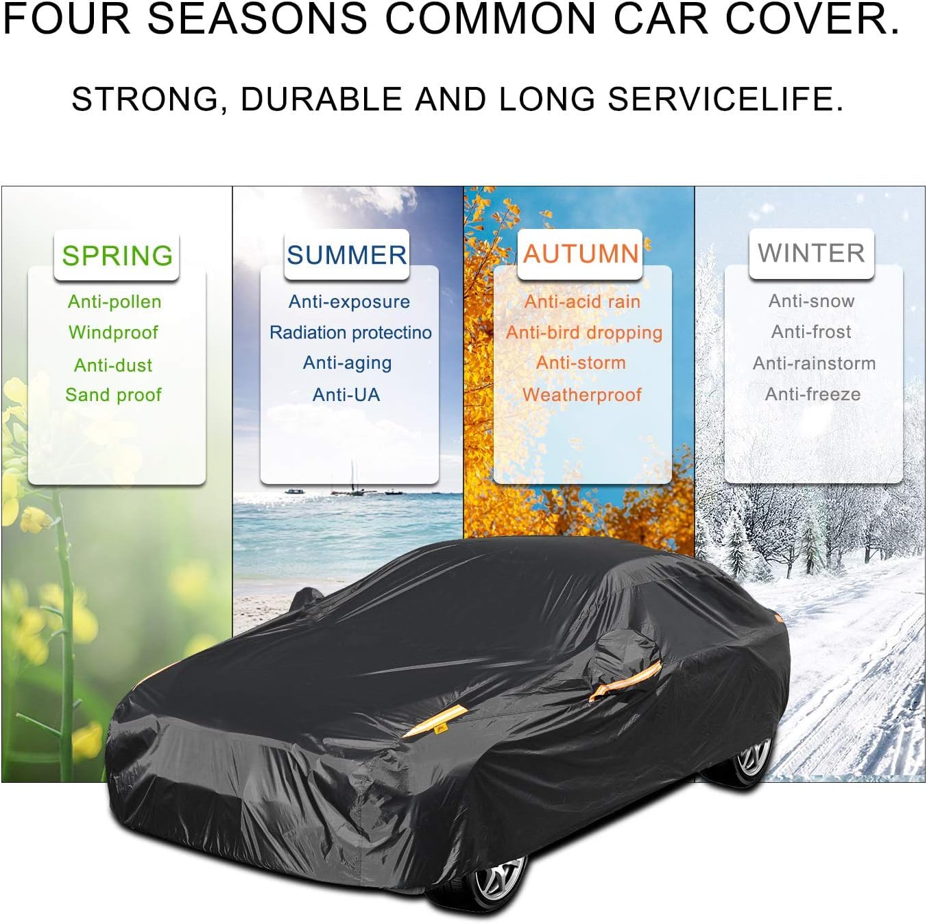 Color Rain Time Uv Protection Car Cover Windproof Dustproof Scratch Resistant Outdoor Universal Full Car Covers For Sedan 4Xl