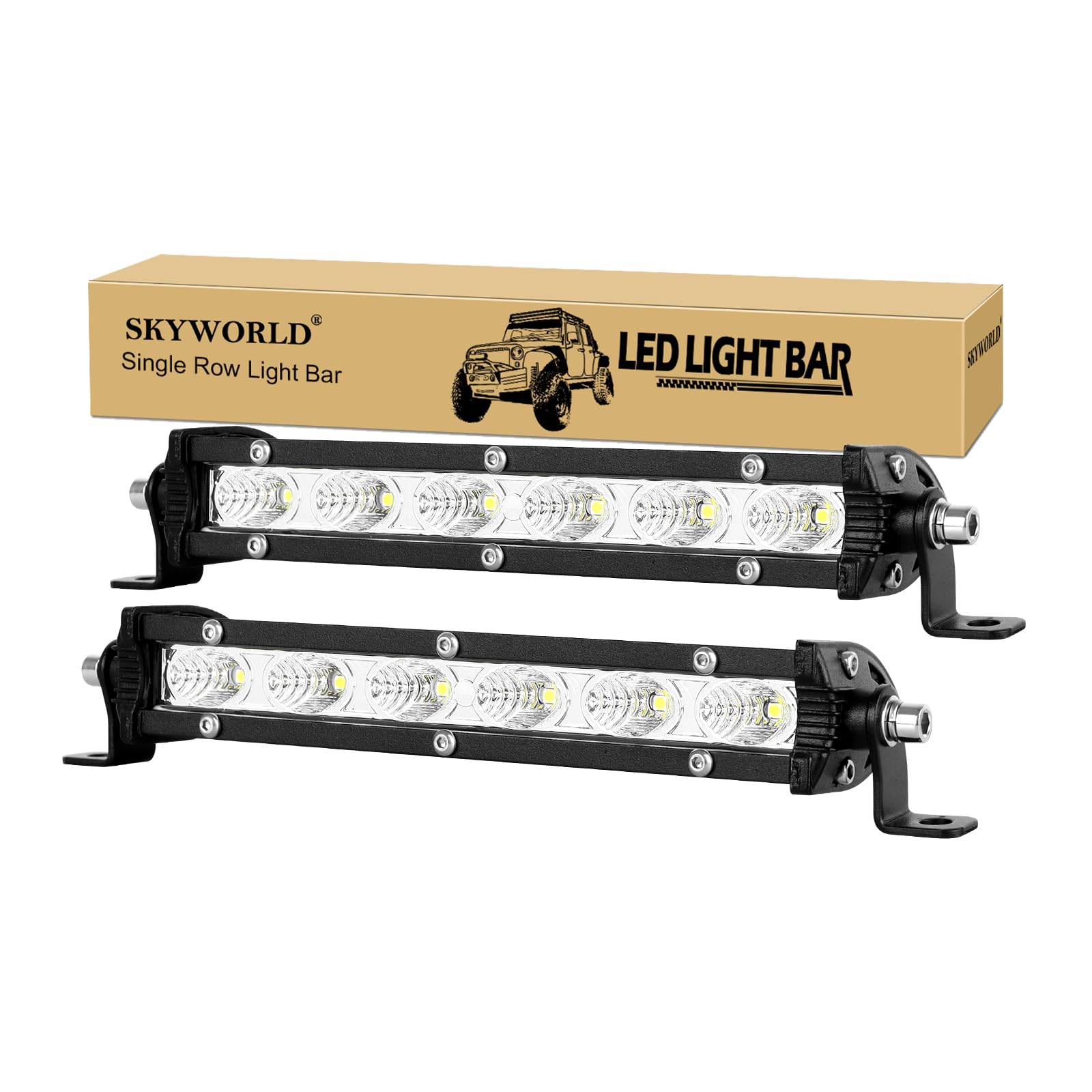 Skyworld 2 X 7 Inch 30W Single Row Led Light Bar Low Profile Ultra Thin Slim Mini Flood Off Road Driving Lights Led Fog Lights B