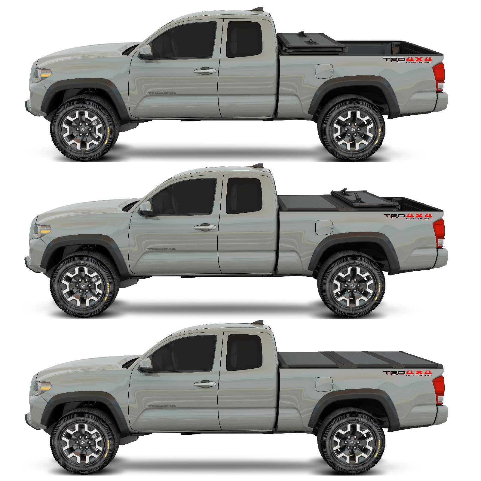 Kikito Hard Tri-Fold Tonneau Cover For 2016-2025 Toyota Tacoma 5Ft Bed (59.8-60.5In) | Waterproof & No-Drill Installation