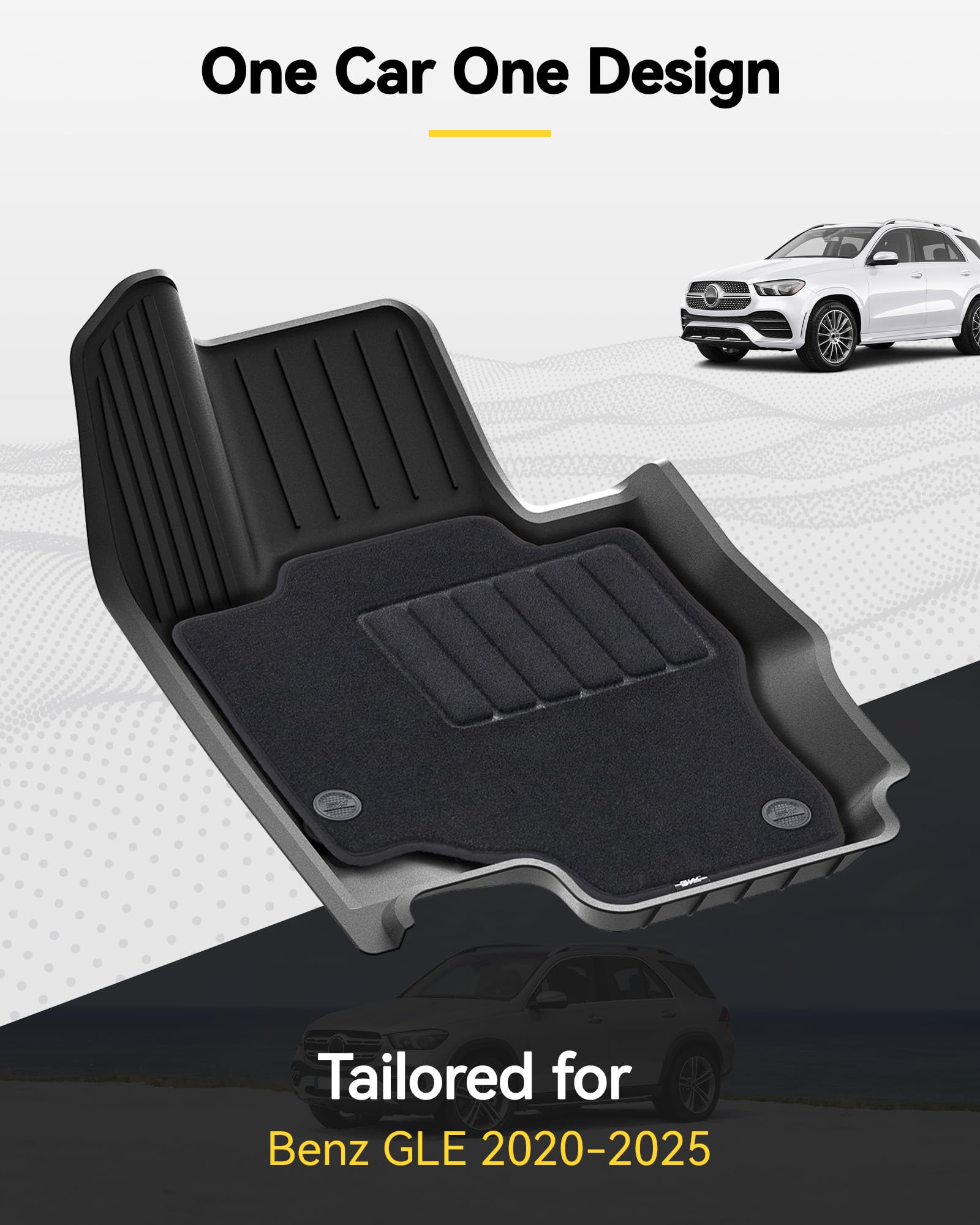 3W Floor Mats(With Carpets) & Cargo Liner Fit For Mercedes Benz Gle 2020-2025, Tpe All Weather Waterproof Custom Fit Automotive