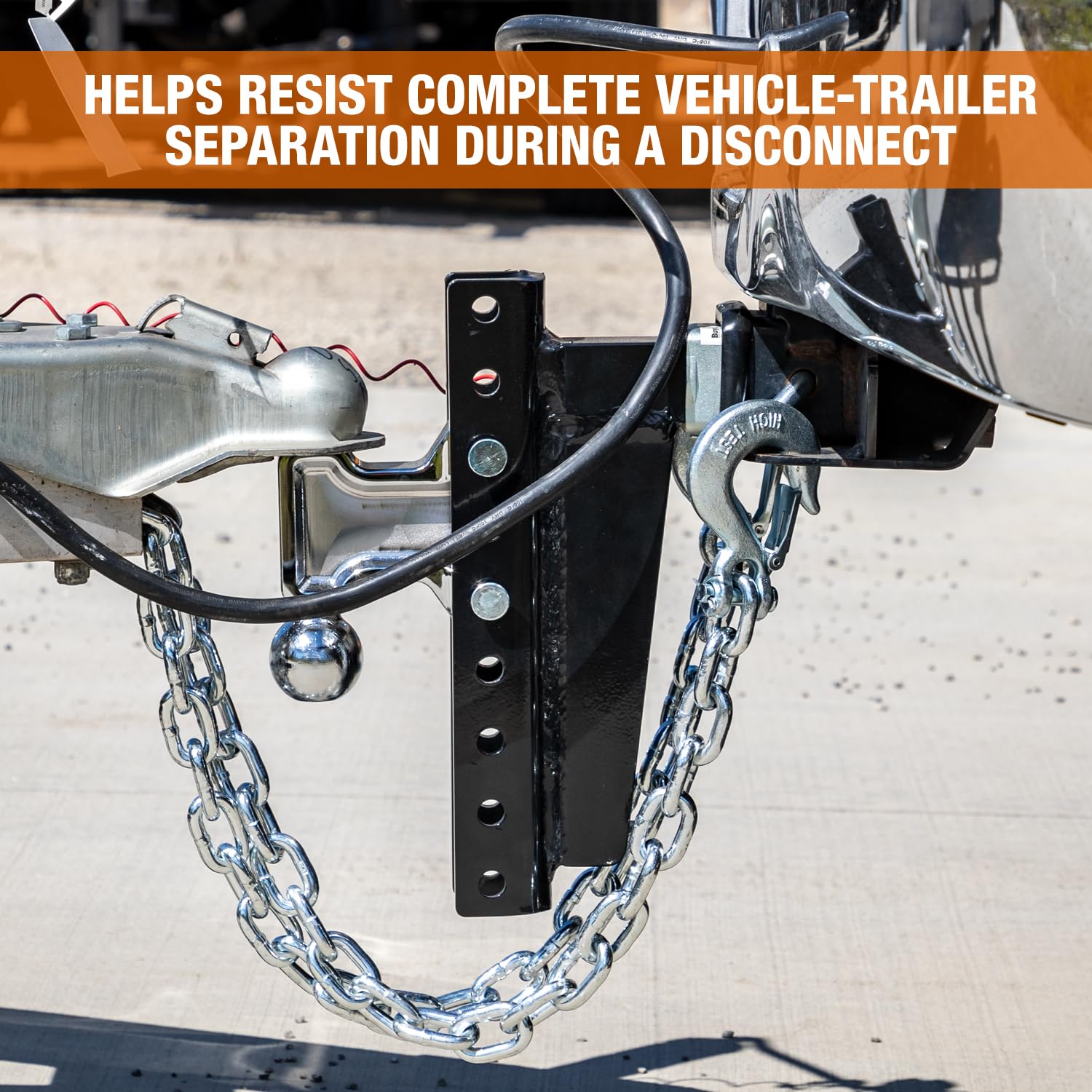 Buyers Products 11275 Class 4 Trailer Safety Chain With Clevis Style Slip Hook, Zinc Plated, 35'' Chain, 3/8'' Chain Diameter, 4