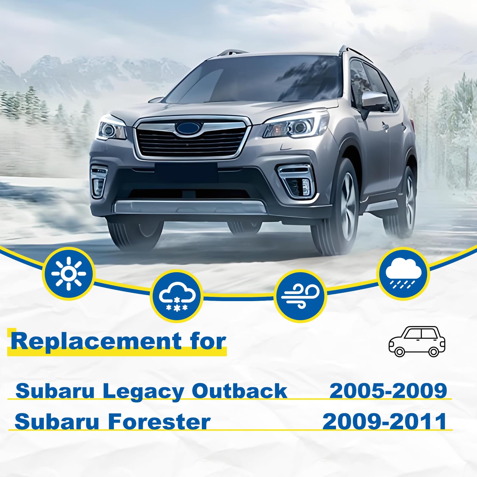 Hrsno 24''+18'' Windshield Wipers With 14'' Rear Wiper Blade Sets Automotive Replacement For Subaru Legacy 2005-2009