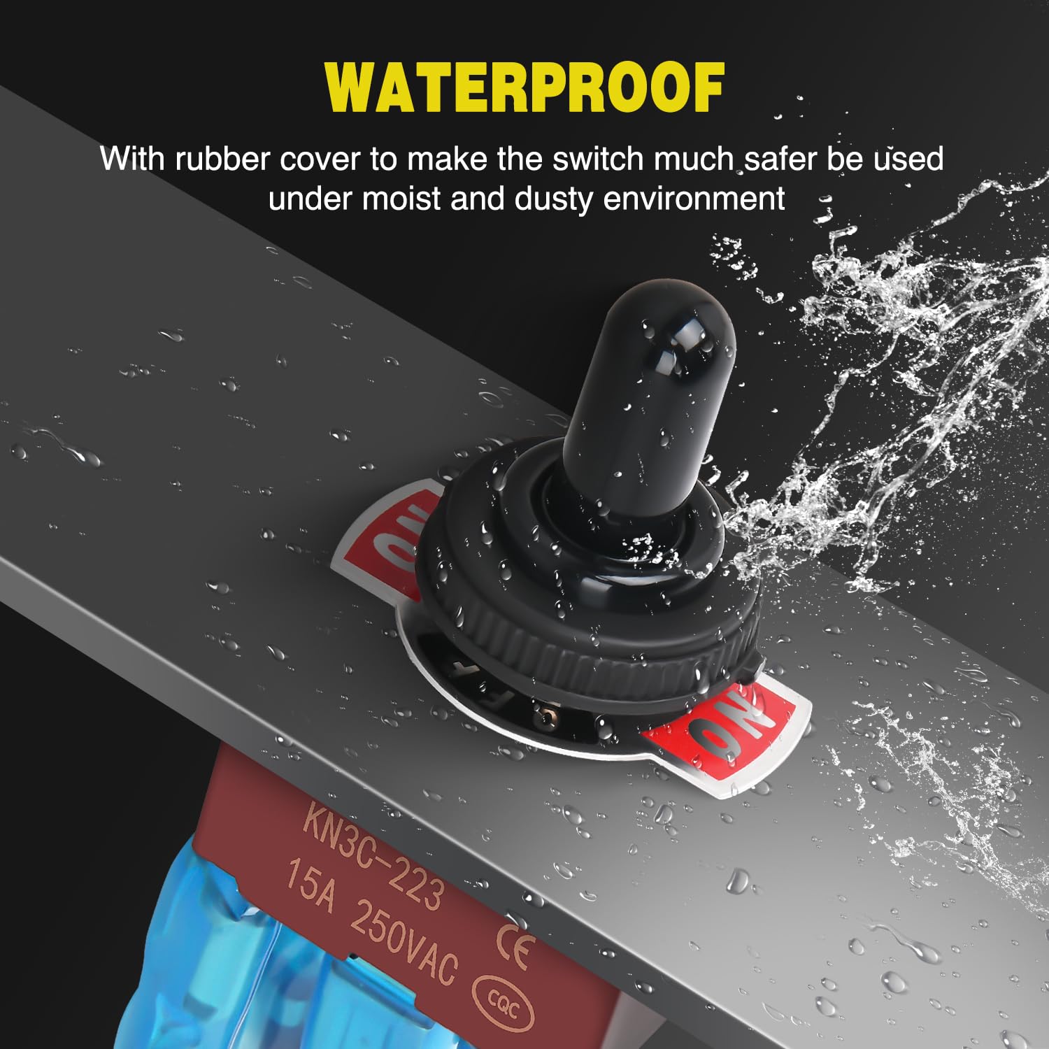 Nilight 4Pin Reverse Polarity Toggle Switch 2Pcs 12V Momentary Rocker Switches 30A On Off On Dpdt 3 Position Waterproof Boot Cap