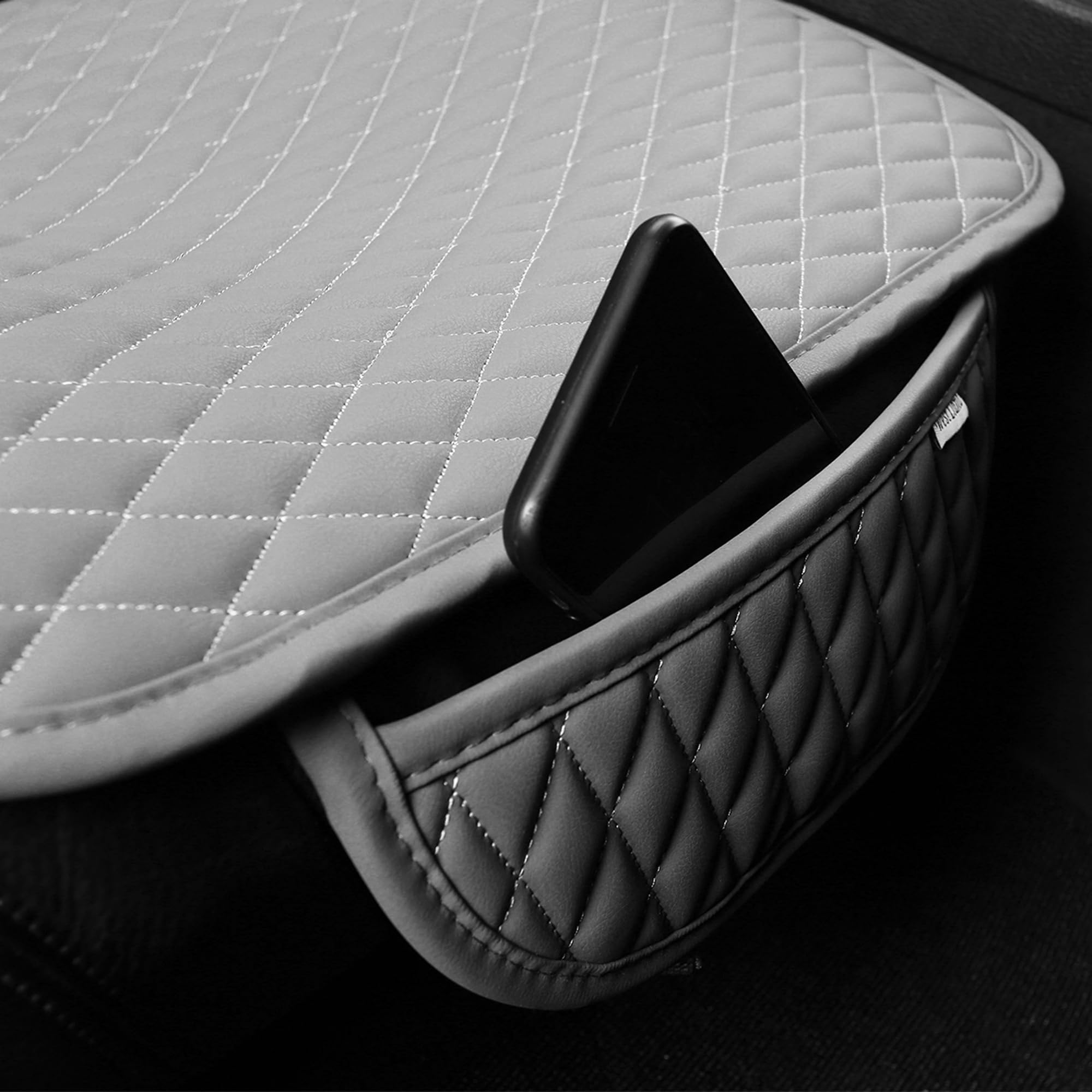 West Llama Pu Leather Car Seat Bottom Covers Protectors Include 1 Rear Bench Seat Cover Universal Fit 90% Vehicles,Gray