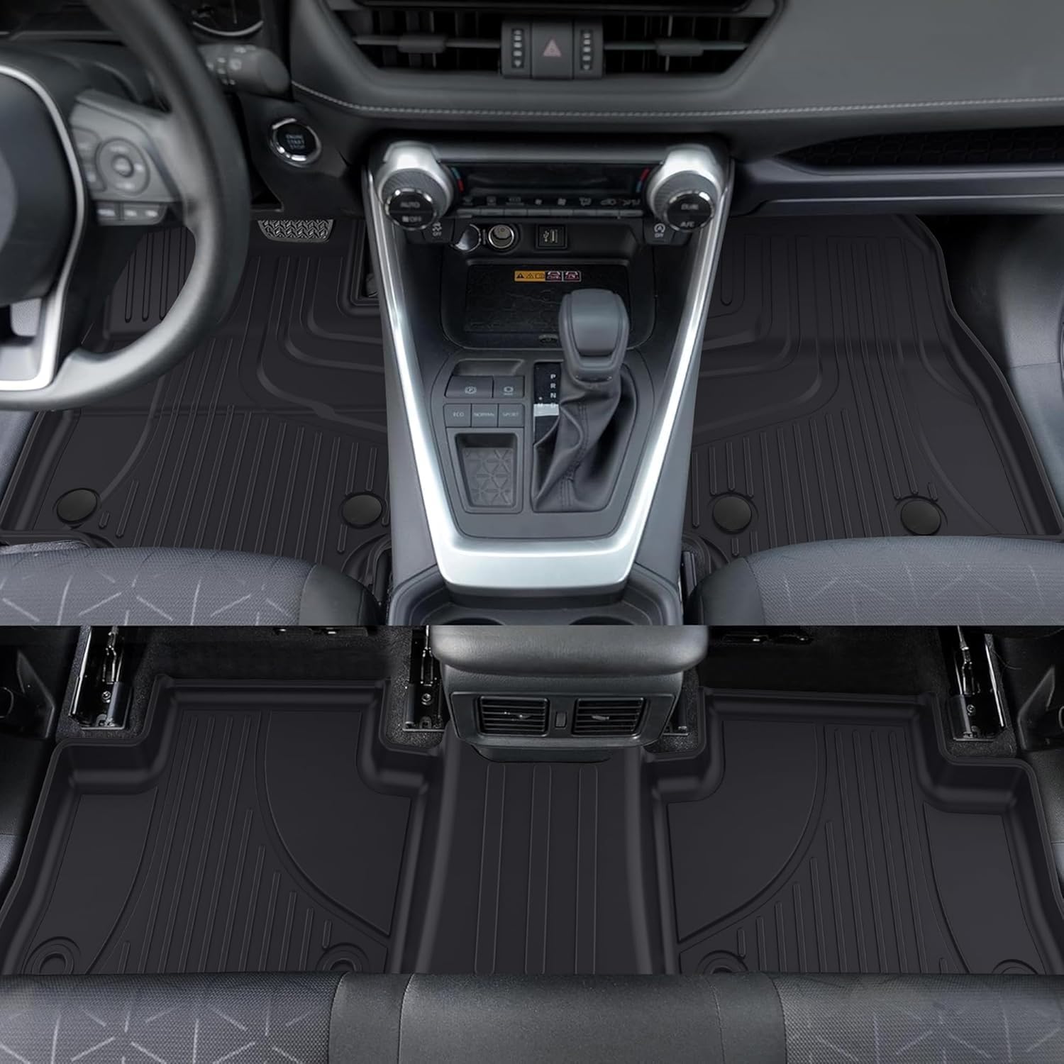 Aomsazto Floor Mats Compatible With Toyota Venza 2021-2025 & Toyota Rav4 2019-2025 (Include Hybrid) Full Set All Weather Floor L