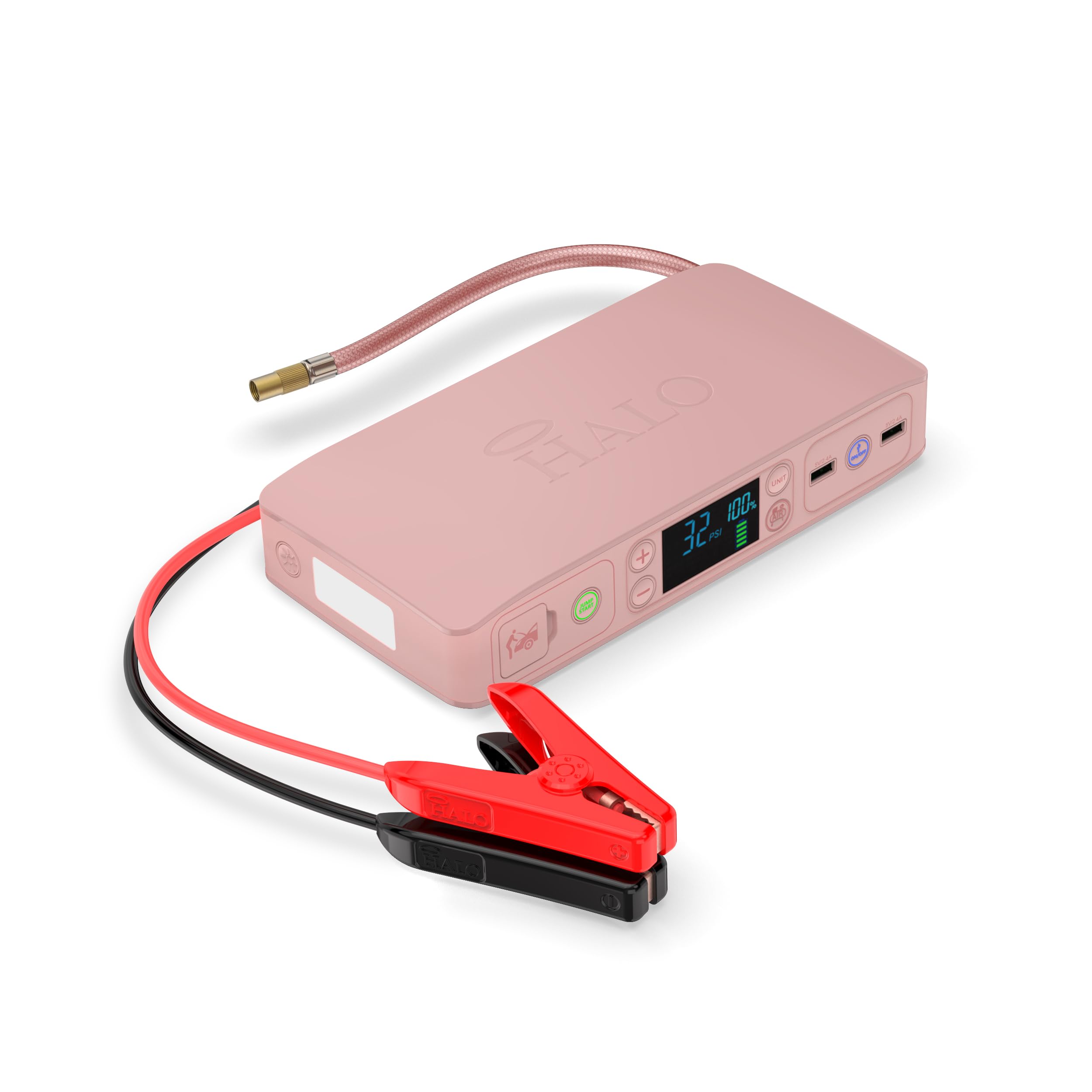 HALO Bolt Air+ 55500 Portable Car Battery Jump Starter | 100 PSI Air Compressor, 55.5Wh USB Power Bank, Emergency Floodlight & C