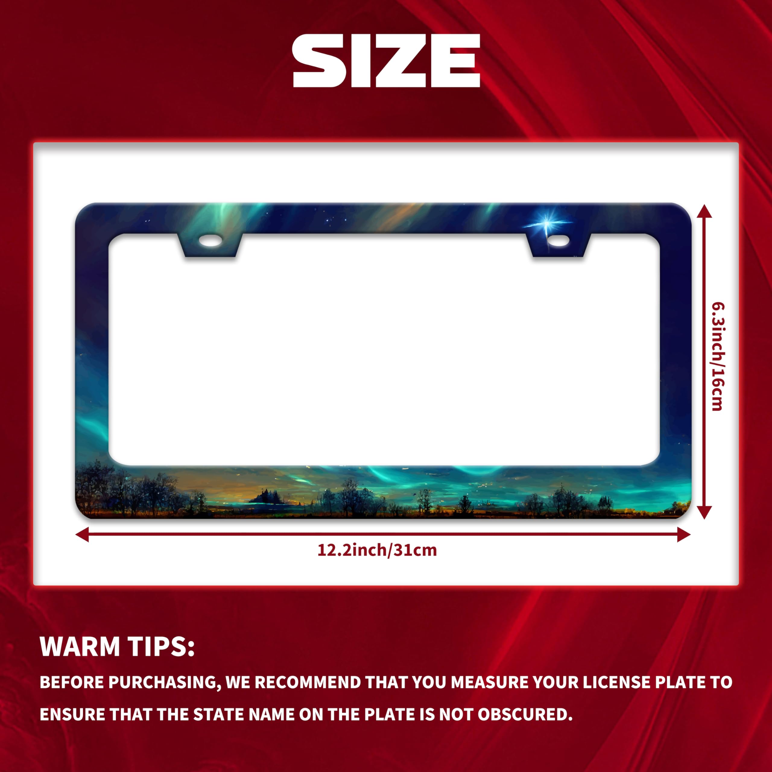 Personalise Aurora Night Sky License Plate Frame Scenery License Plate Frames Car Universal Stainless Steel Accessories Cars Dec