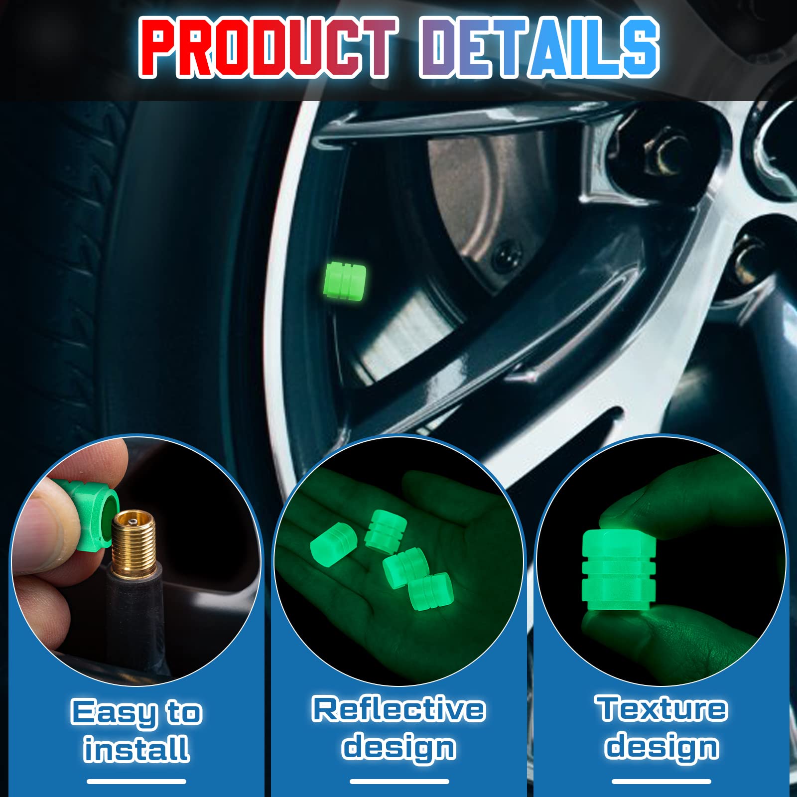 Tallew 20 Pcs Glow in The Dark Tire Valve Caps Fluorescent Valve Stem Caps Universal Car Tire Air Covers for Cars Motorcycles SU