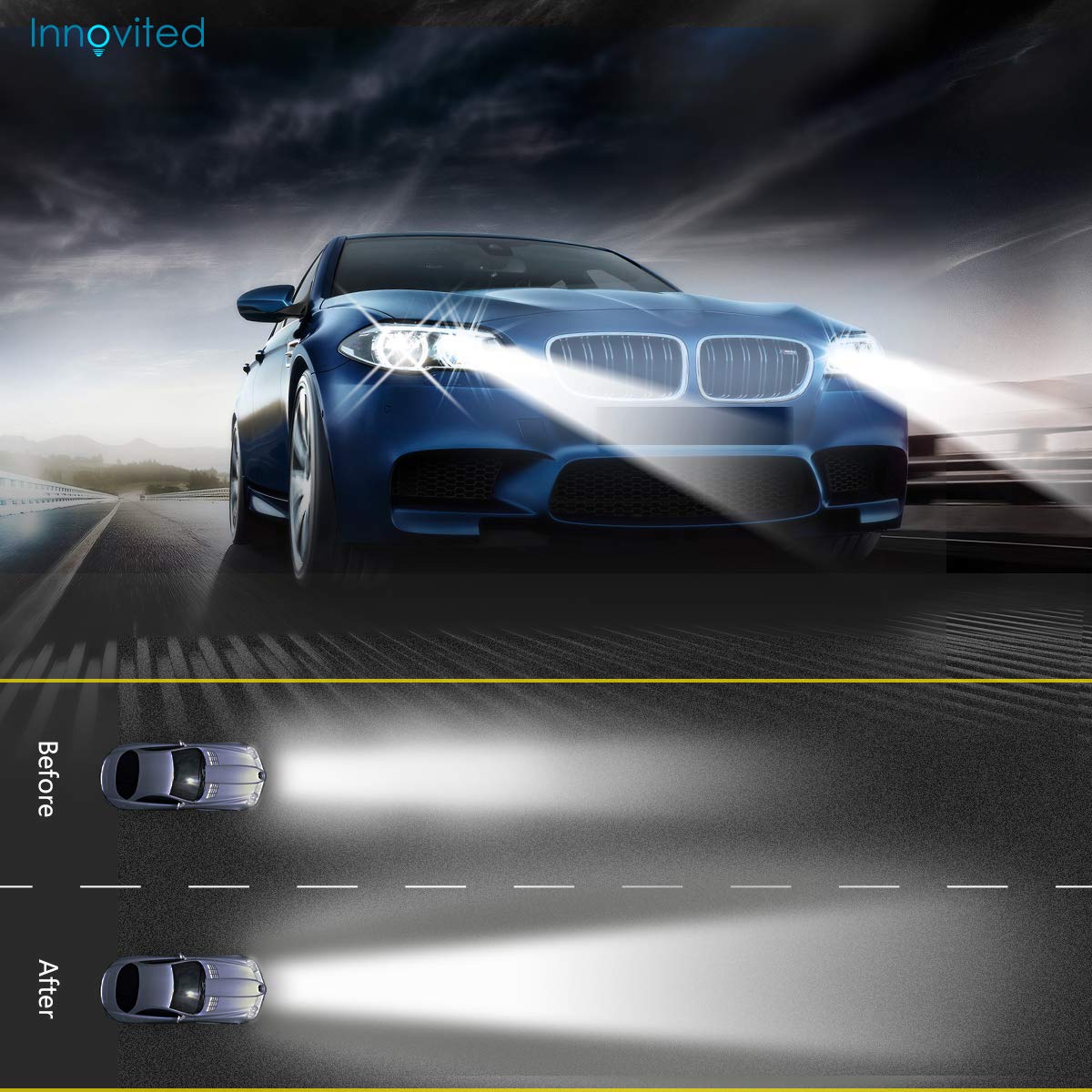 Innovited 9006 8000K 35W Ac Xenon Hid Bundle With Slim Ac Ballast (1 Pair) And (1 Pair) Xenon Bulbs (Light Blue)