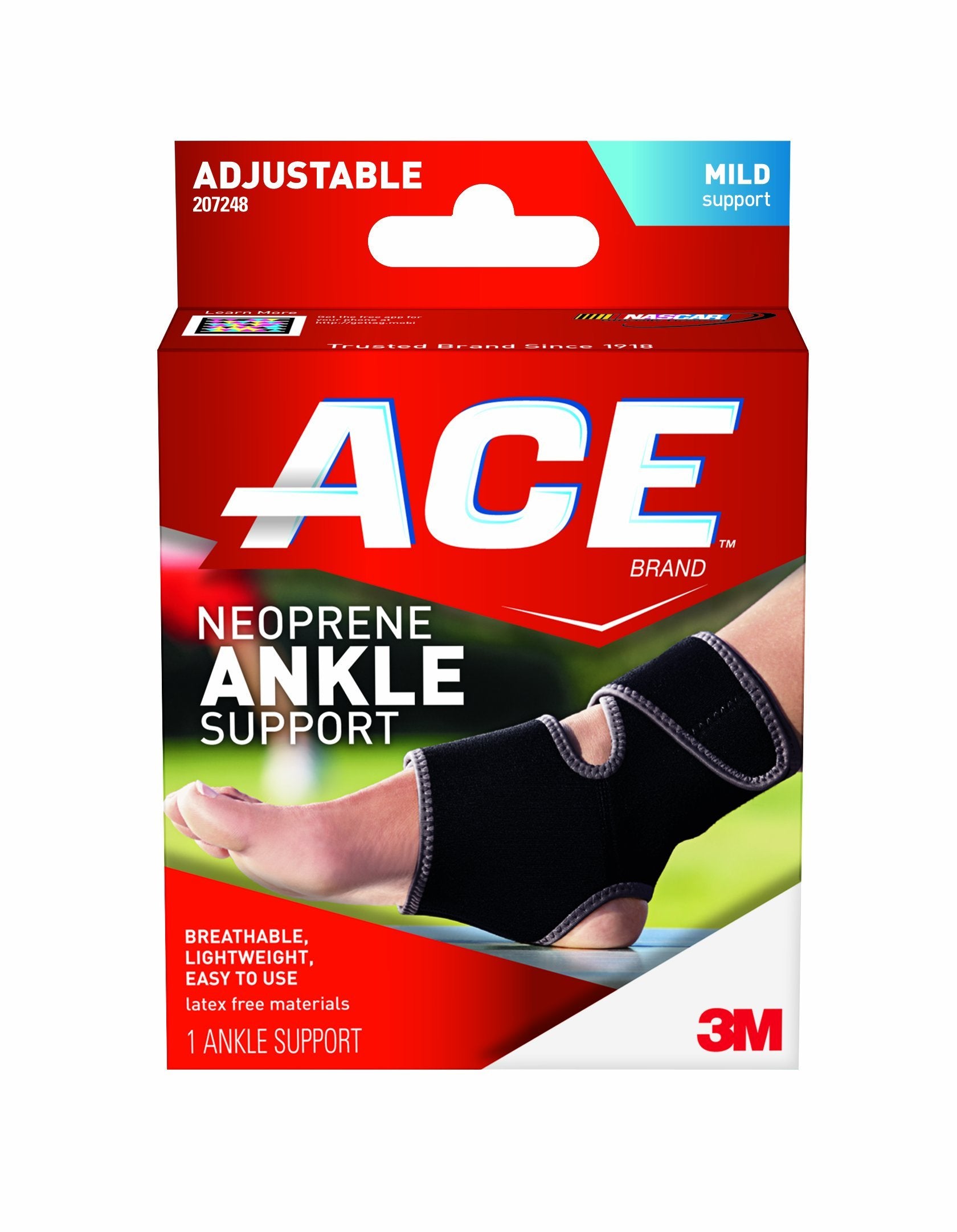 Ace Neoprene Ankle Brace, One Size (1 Brace) -Like New