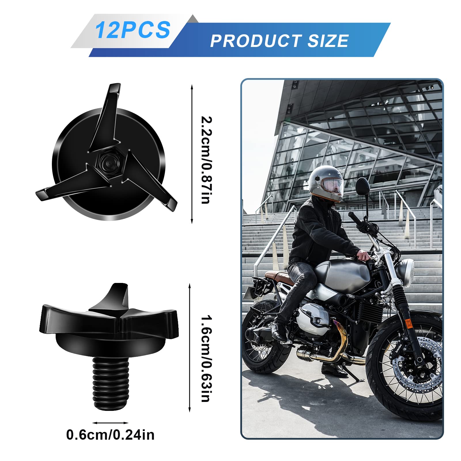 12Pcs Helmet Screws, Motorcycle Helmet Screws Motorcycle Helmet Visor Screws Motorcycle Helmet Accessories (Black)