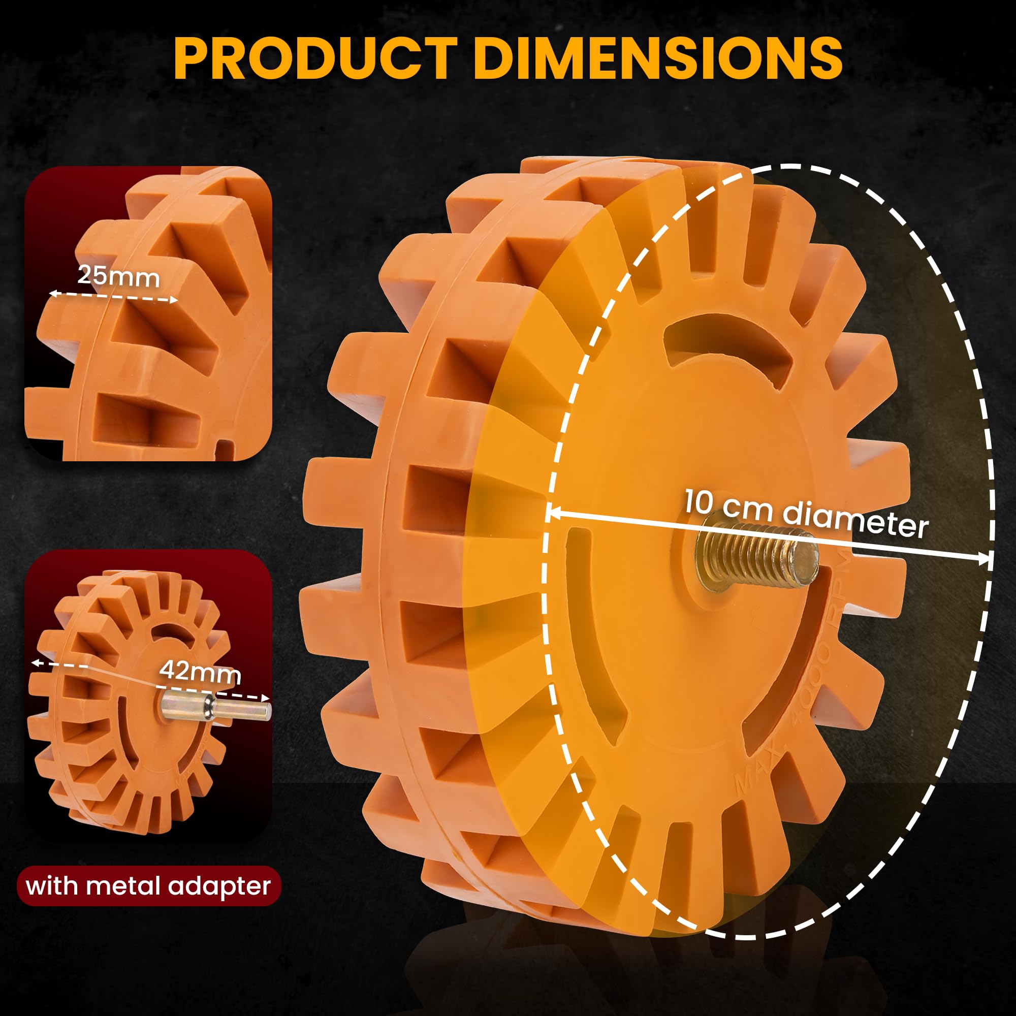 Glue Gone Rubber Eraser Wheel Decal Remover - Quick, Efficient, Reliable Tool for Removing Decals, Stickers, and Adhesives from