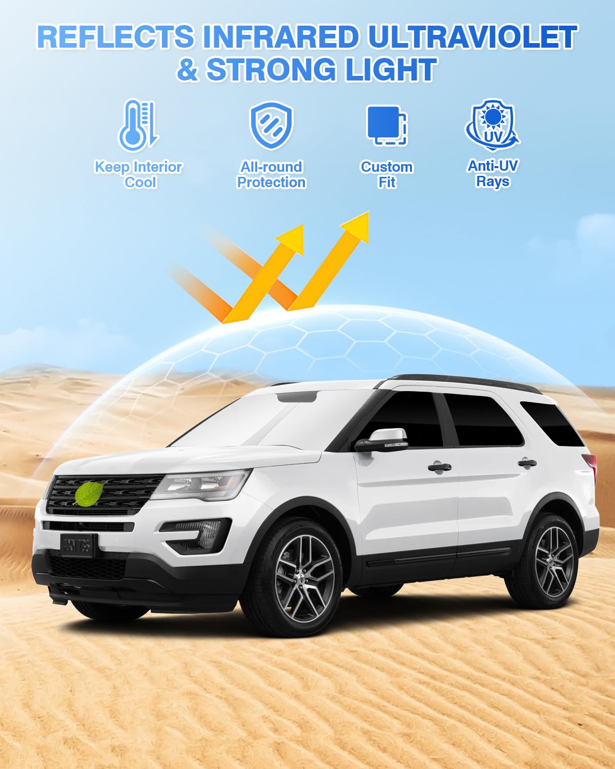 Canvcle Windshield Sun Shade For Ford Explorer 2020-2024 2025 Side Rear Window Shade Privacy Cover Window Sun Visor Blocker Keep