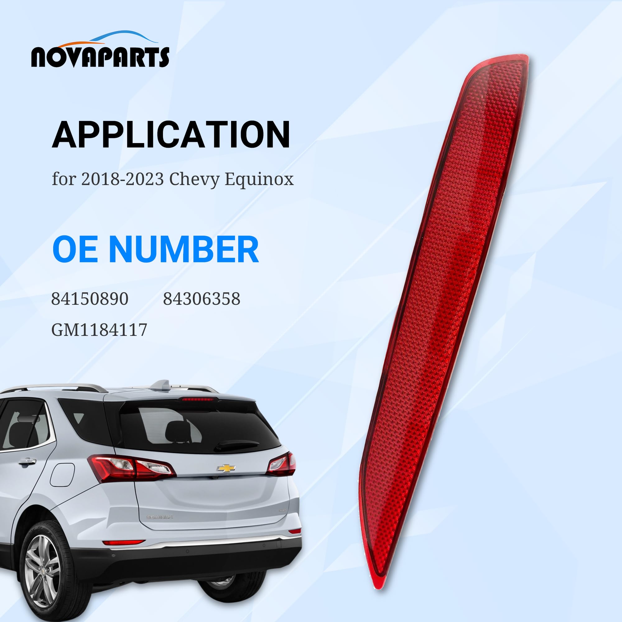 Novaparts Left Driver Side Rear Bumper Reflector For 2018 2019 2020 2021 2022 2023 Chevy Equinox 84150890 84306358 Gm1184117