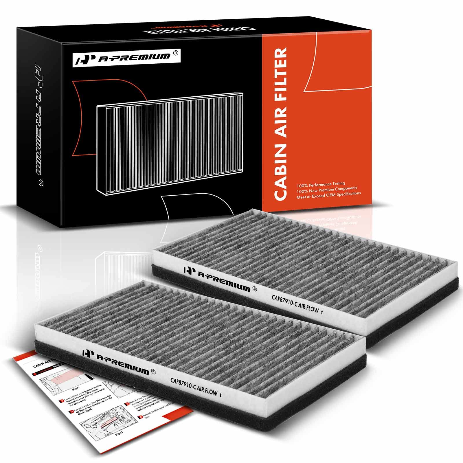 A-Premium Cabin Air Filter with Activated Carbon Compatible with Chevy, GMC & Cadillac Models - Silverado 1500 2500, Suburban, A