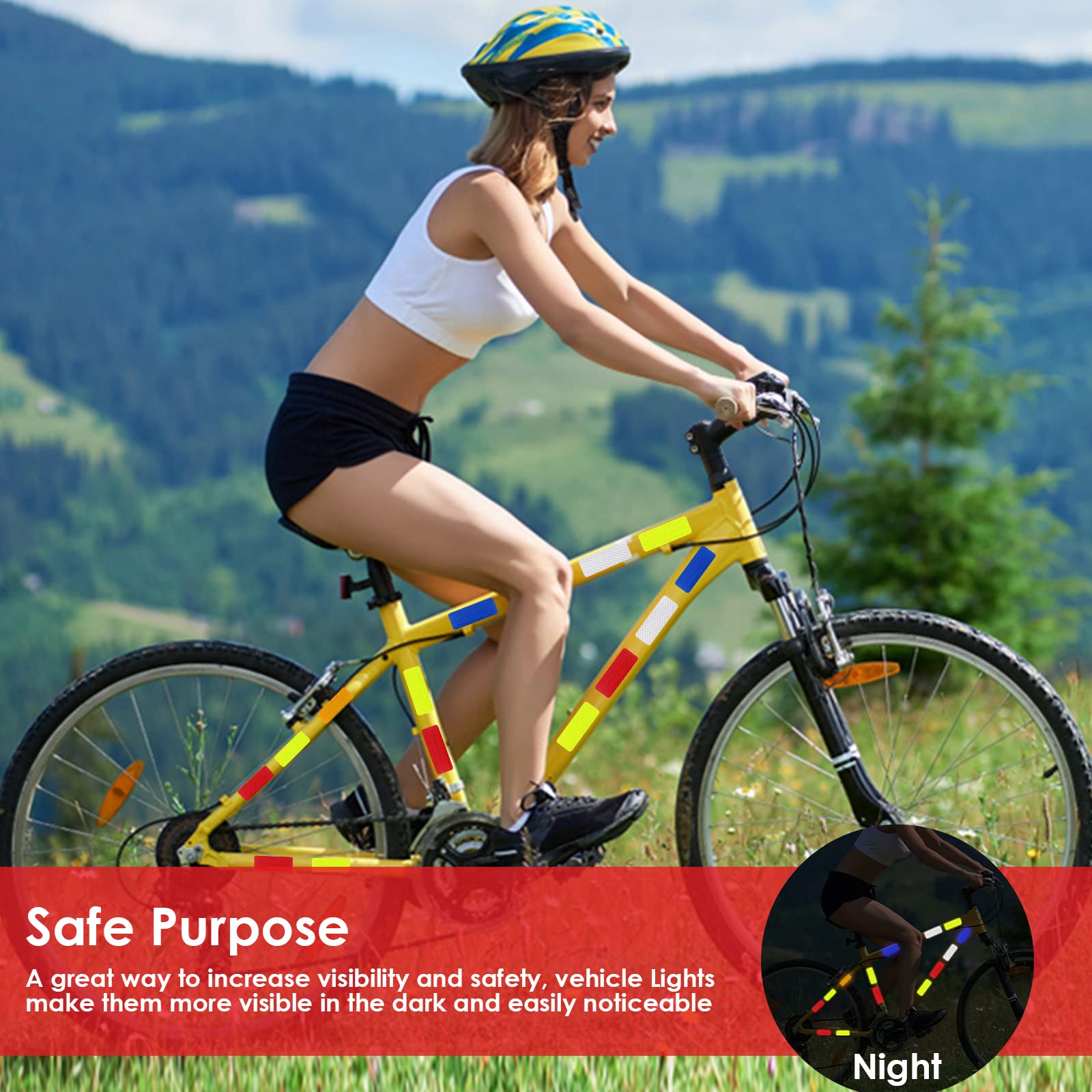 Abeillo 30 Pieces Safety Reflective Stickers, Warning Reflective Stickers Stick-on Car Reflector Sticker Waterproof Reflective T