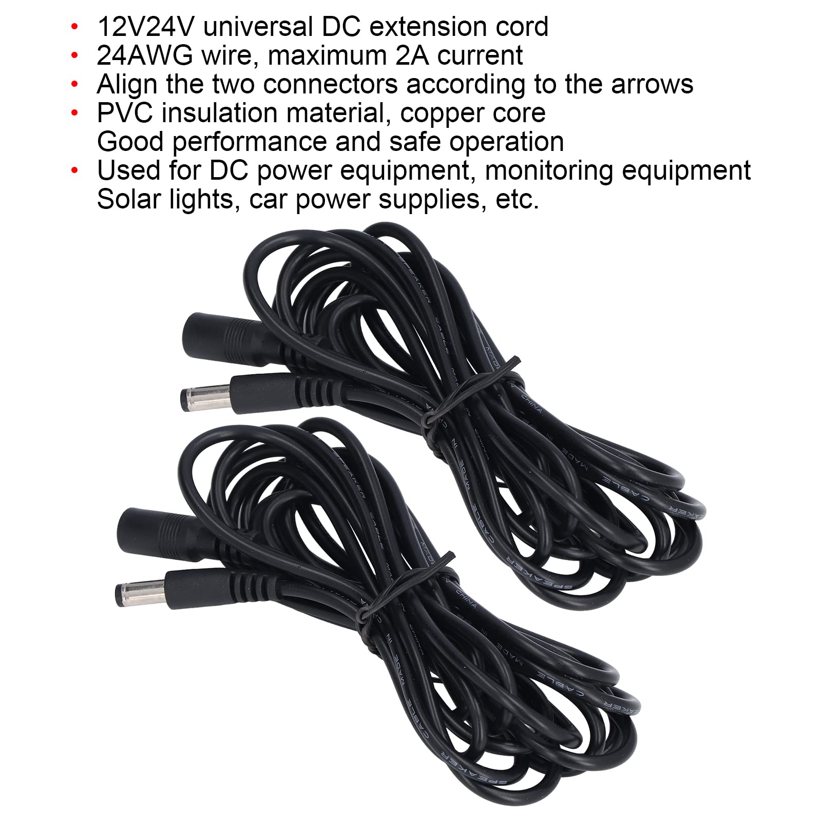 Power Extension Cable, Dc 12V 24V 24Awg 9.5Ft Led Extension Cord Power Supply Extension Cable Outdoor Extension Cord For Led Str