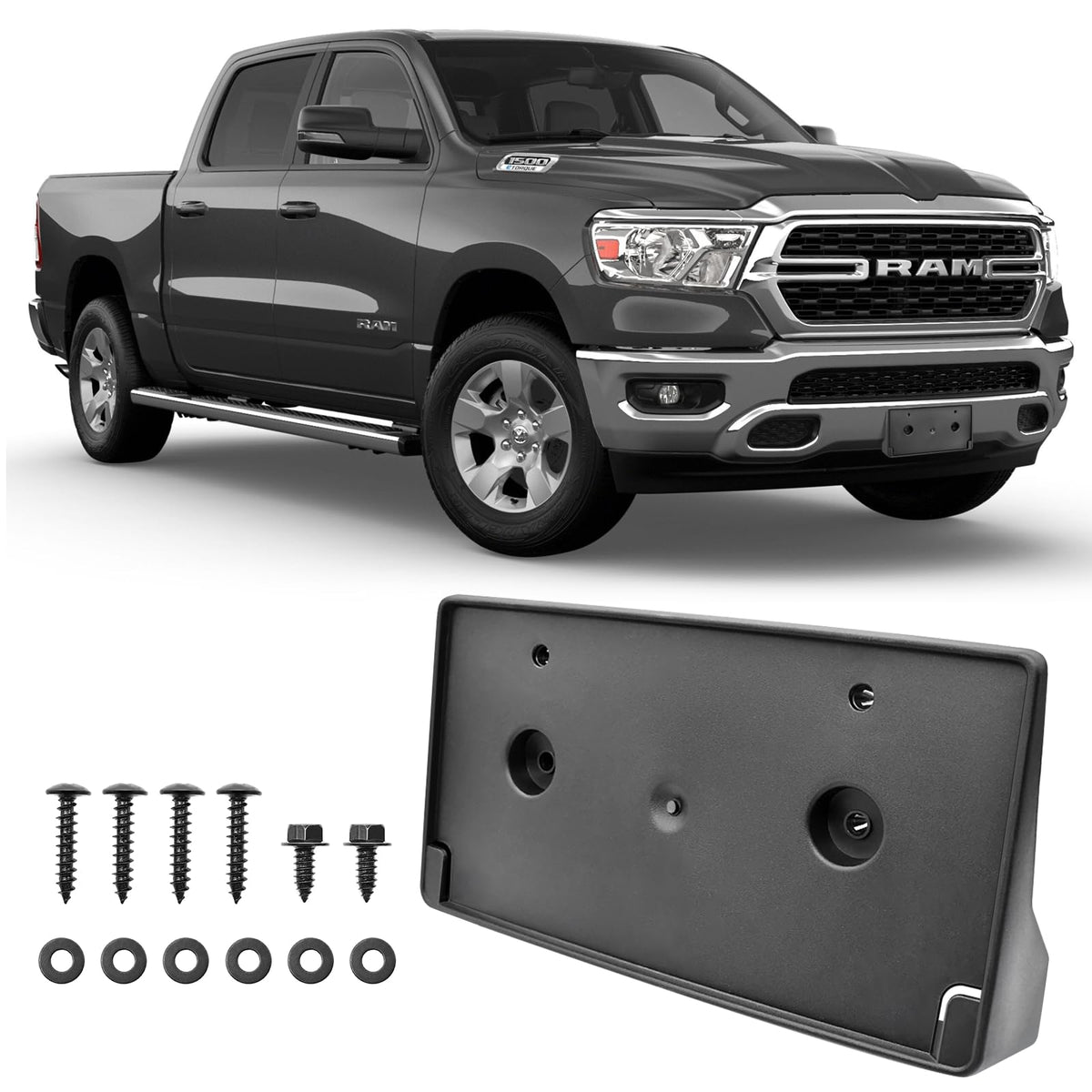 Front License Plate Frame For Ram 1500 Dt 2019 2020 2021 2022 2023 2024 Licence Plate Holder Fits Perfectly With Curvature Of Fr