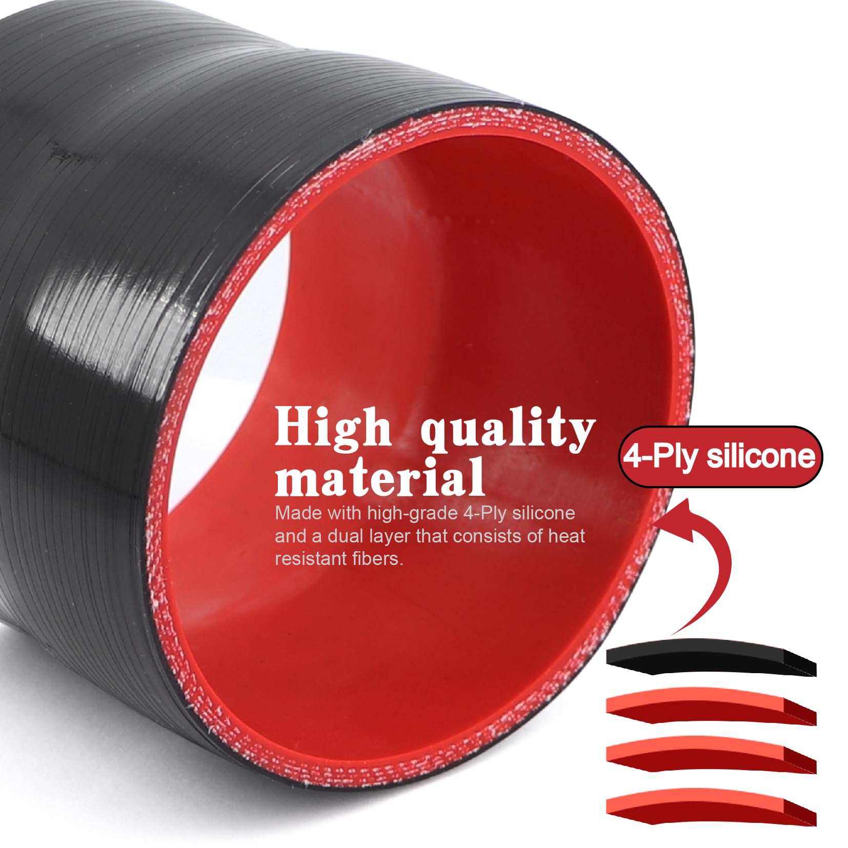 Taukealugs Straight Reducer Coupler Silicone Hose ID 3-3/4-inch to 4-inch 4-Ply with Stainless Steel T-Bolt Clamp for Turbo/Inte