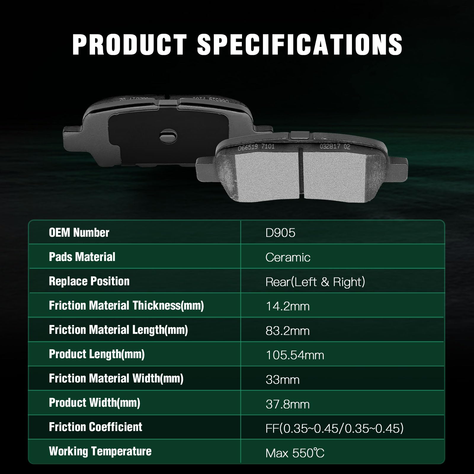 Automuto 8Pcs Front & Rear Ceramic Disc Brake Pads Set D969 D905 For Infiniti Fx35 Fx45 For Nissan Altima Maxima Murano