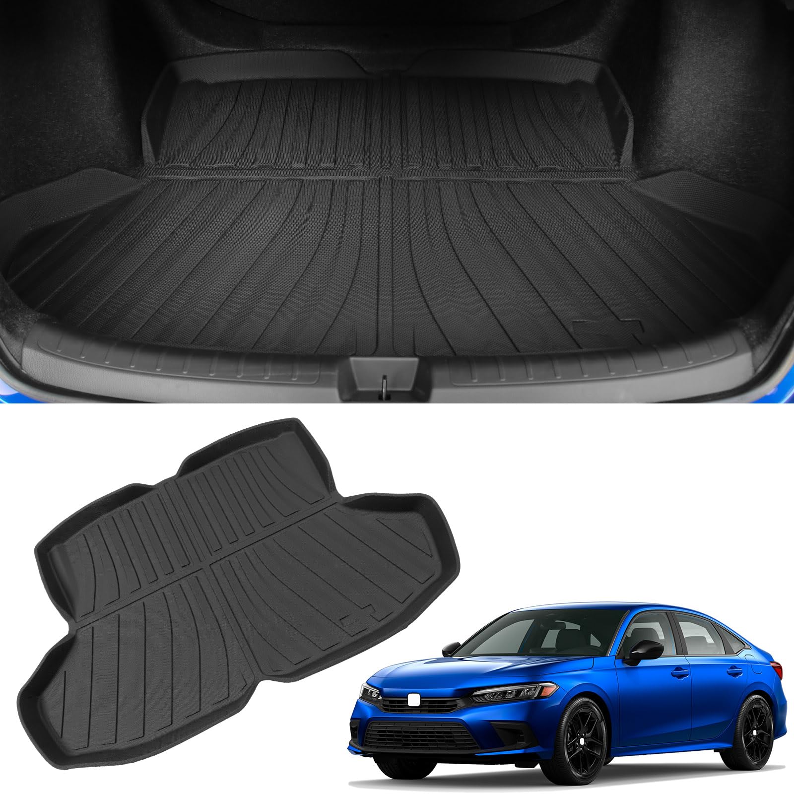 Powoq Tpe Trunk Mat Compatible With 2022-2025 Honda Civic Sedan Cargo Liners All Weather Cargo Mat Trunk Liner Replacement For 2