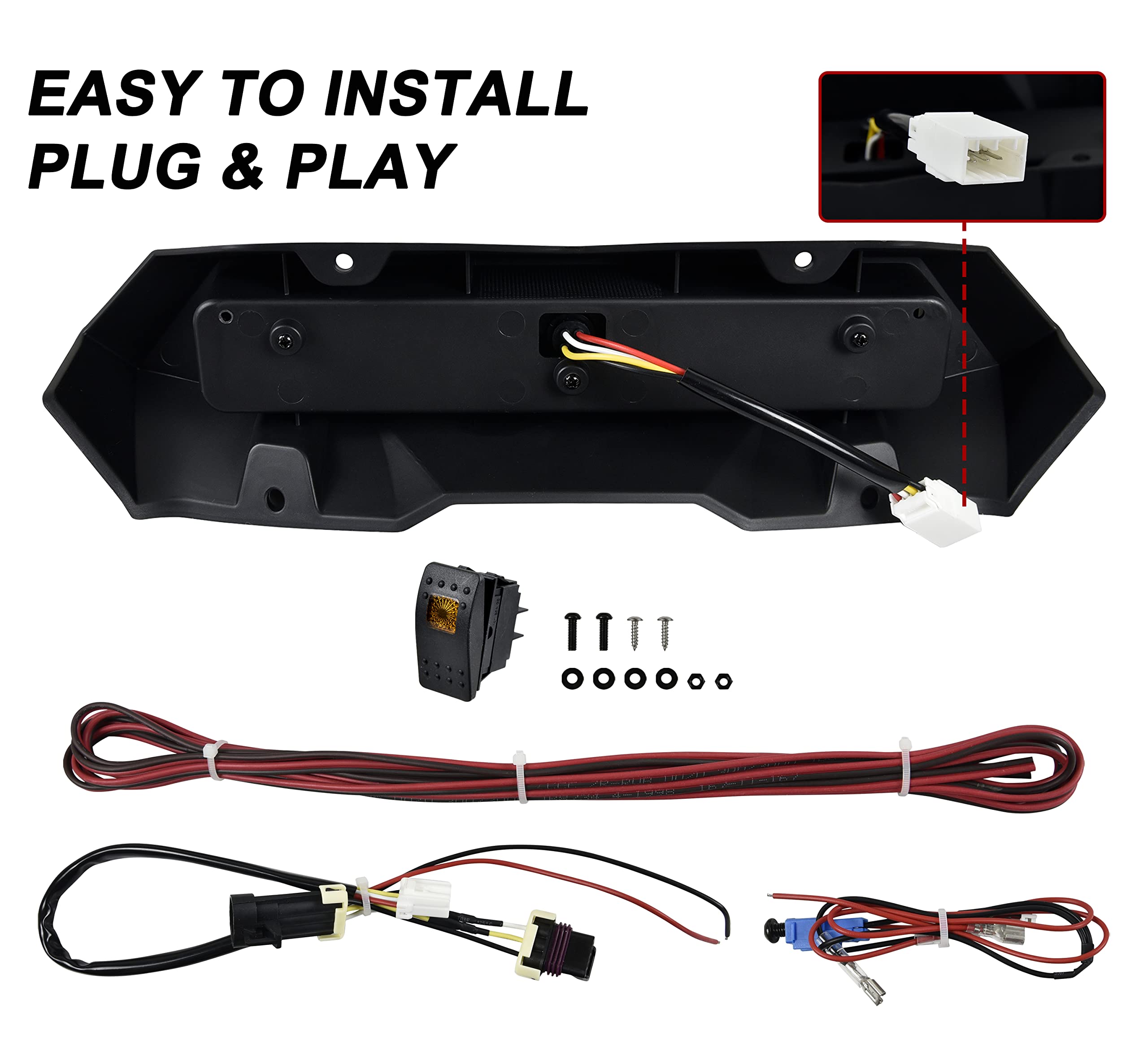 Sautvs Led Rear Center Accent Tail Light Kit For Can-Am Maverick X3, Led Auxiliary Light Rear Lamp Brake Stop Taillight Assembly