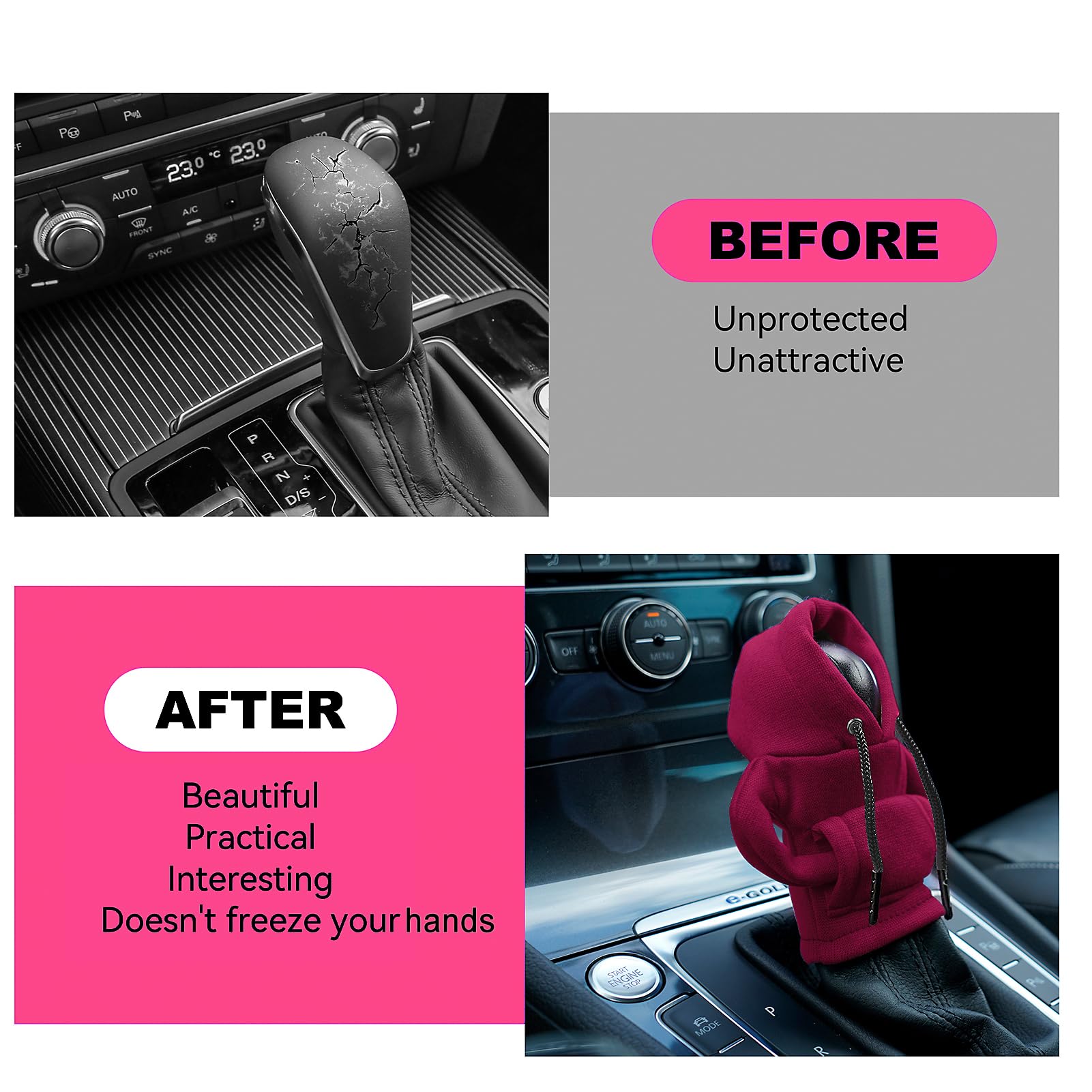 Gear Shift Hoodie Cover, Universal Car Shift Knob Hoodie, Mini Hoodie For Car Shifter, Automotive Interior Cute Gadgets, Car Acc