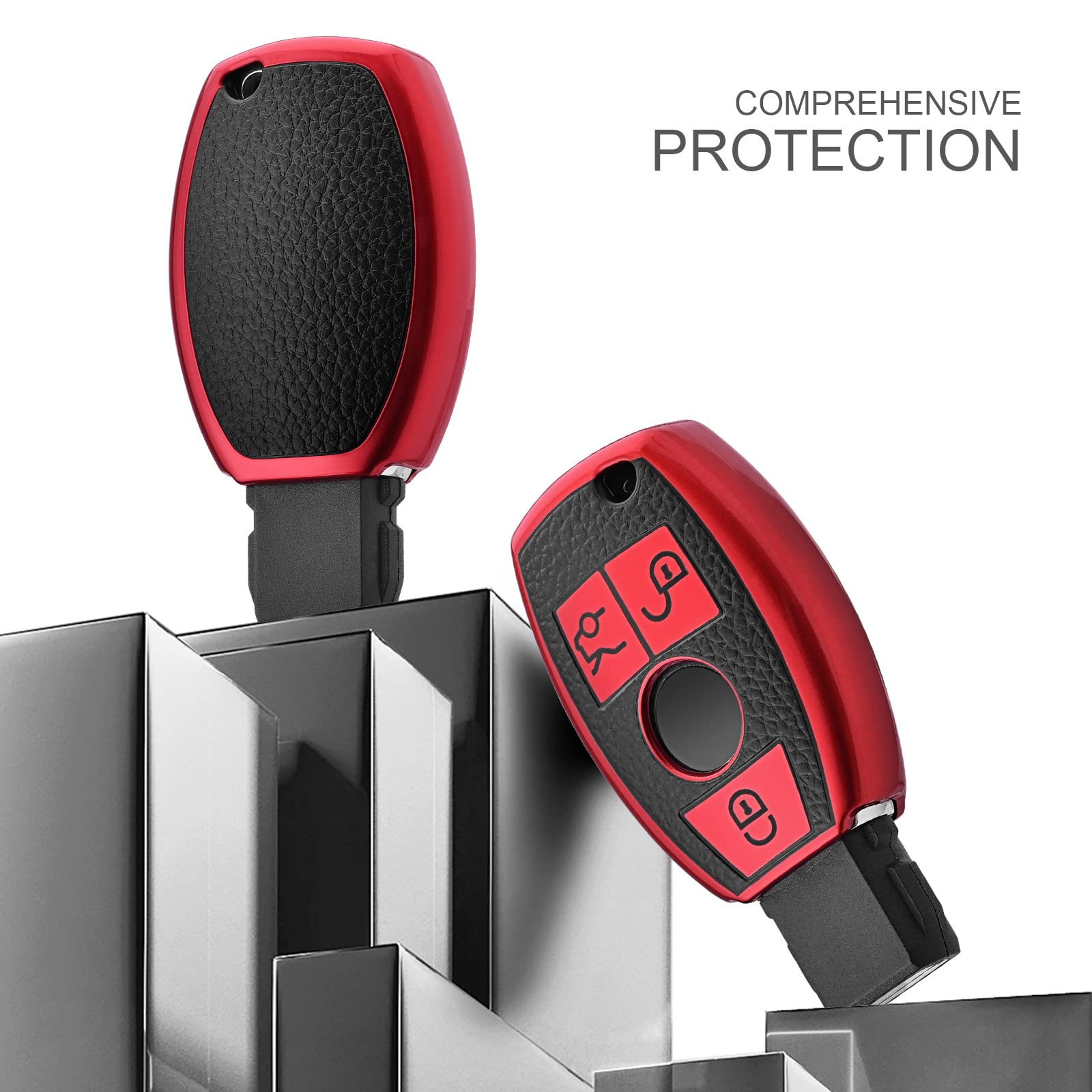 Elohei For Mercedes Benz Key Fob Cover, Premium Soft Tpu Key Case Cover Compatible With Mercedes Benz C E S M Cls Clk G Class Ke