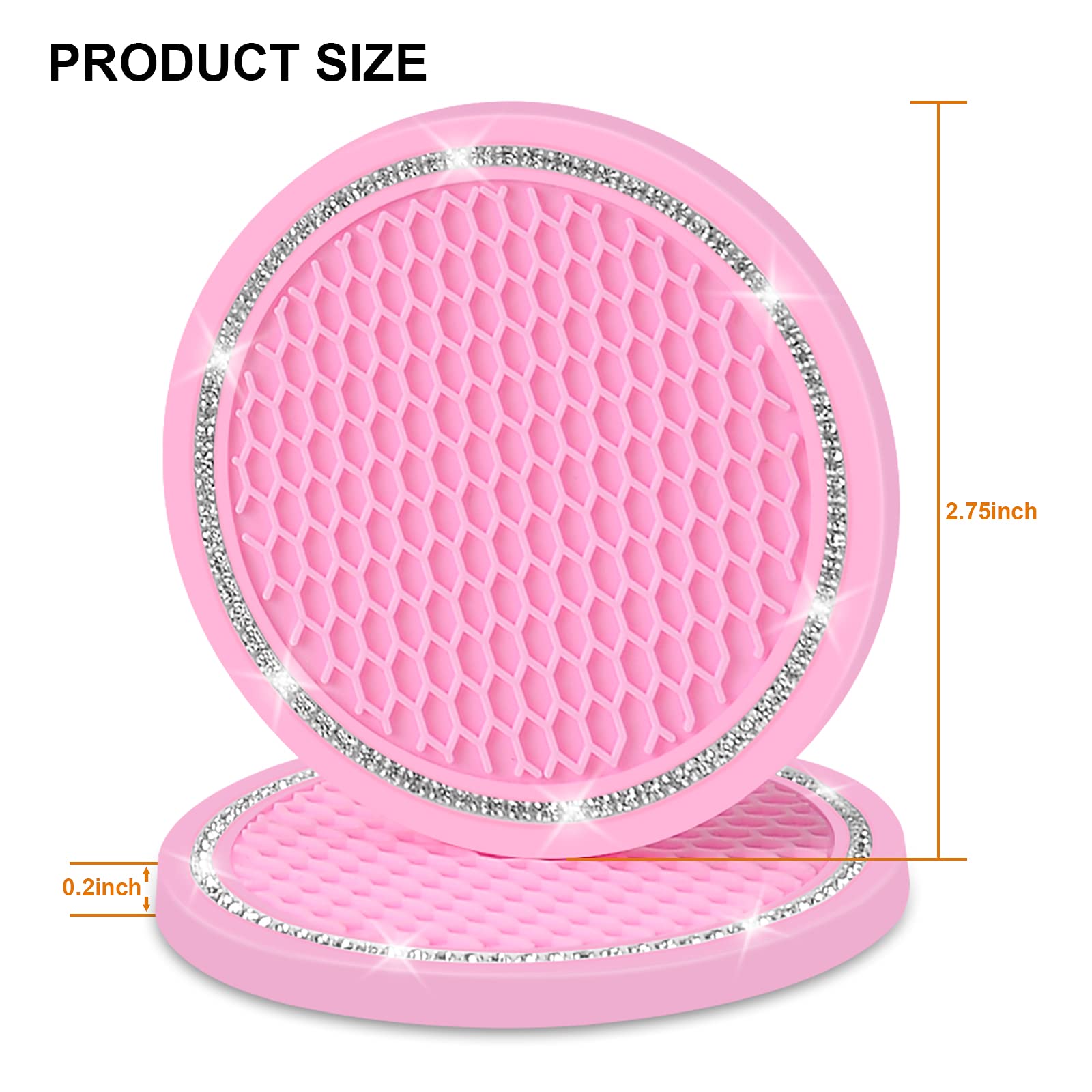 Car Coasters For Cup Holders, Shanshui 2.75 Inches Cute Car Accessories Anti-Slip Silicone Cup Holder For Car (Blackpink/ 4Pcs)