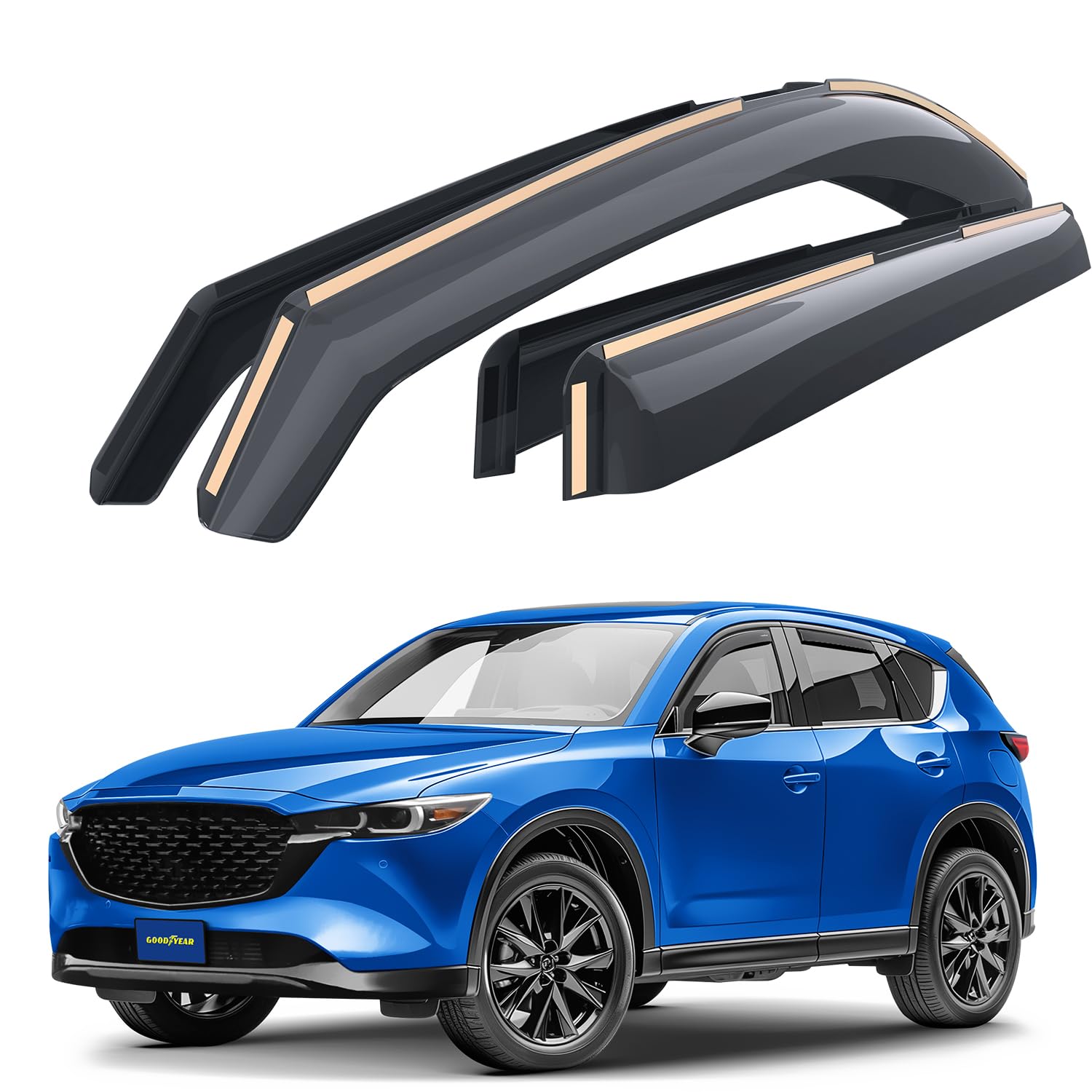 Goodyear Shatterproof In-Channel Window Deflectors For Mazda Cx-5 2017-2025, Rain Guards, Window Visors For Cars, Vent Deflector