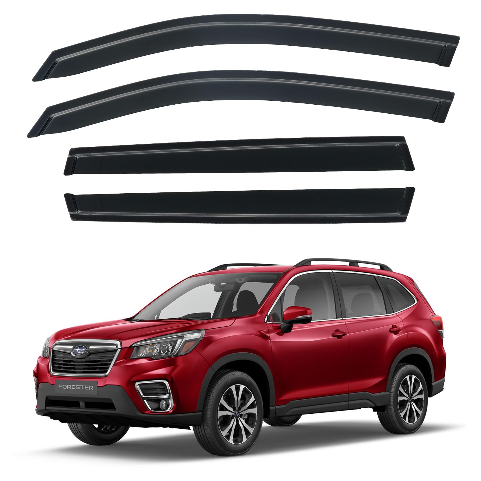 YQAUTEC Window Visors Rain Guards for 2019-2024 Subaru Forester, Out-Channel Window Vent Wind Deflectors Visors Shades for 19 20