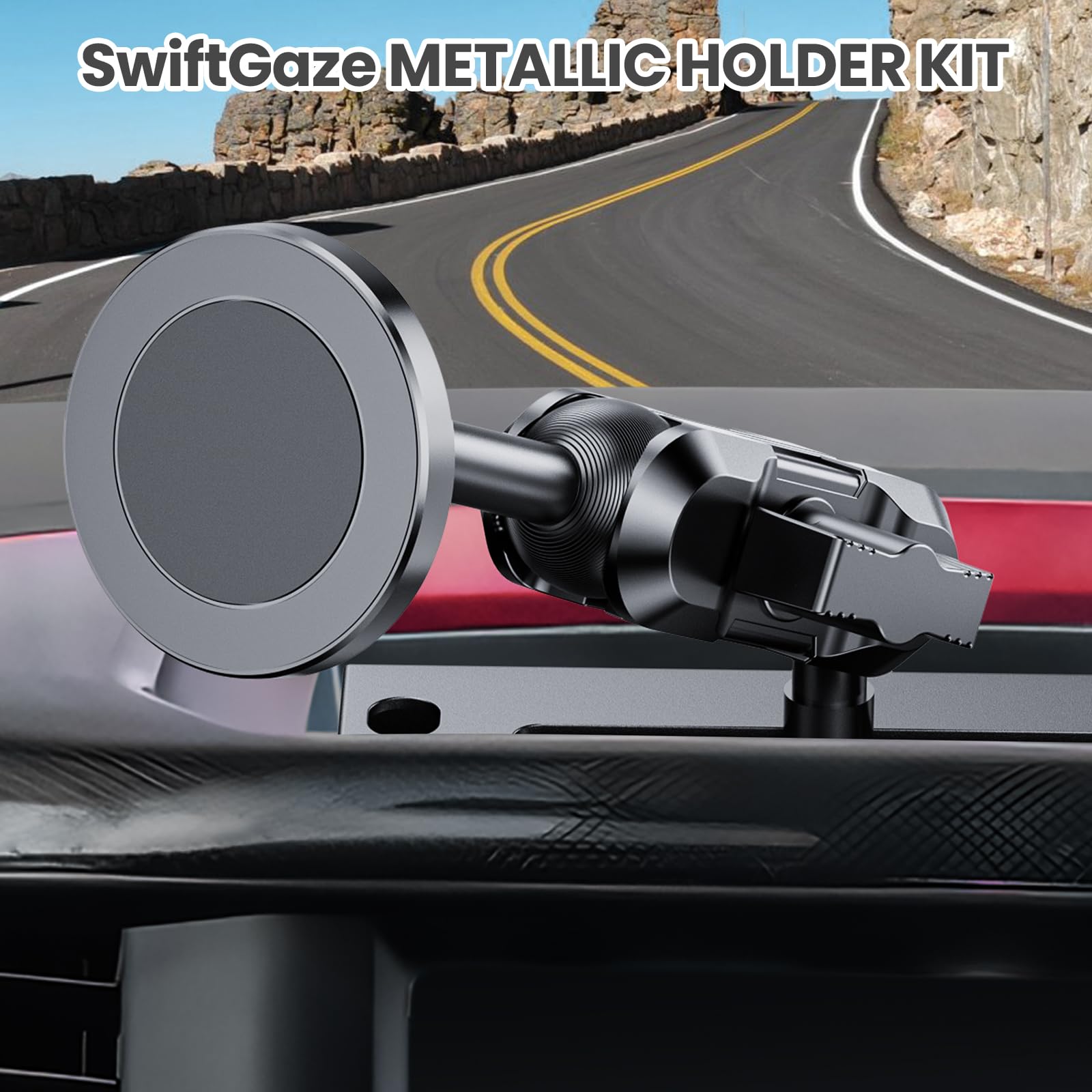 SwiftGaze Metal Magnetic Phone Mount for 2019+ RAM 1500/2500/3500 & 2019+ RAM TXR, OEM Holes Screws Install Super Stable for Off