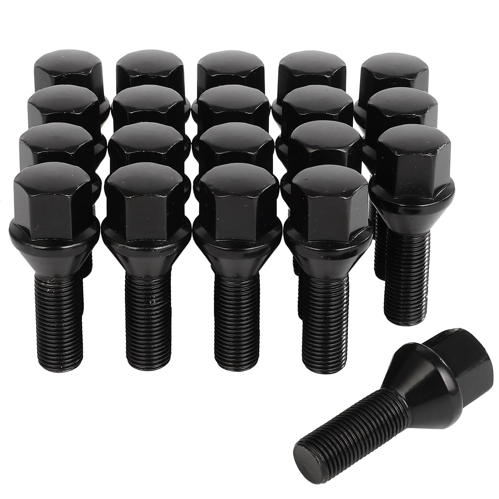 Scitoo 20Pcs Wheel Bolts 12X1.25 Lug Nuts Studs M12X1.25 Black Shank Length 28Mm Hex Size17Mm Wheel Studs For Jeep Compass For J