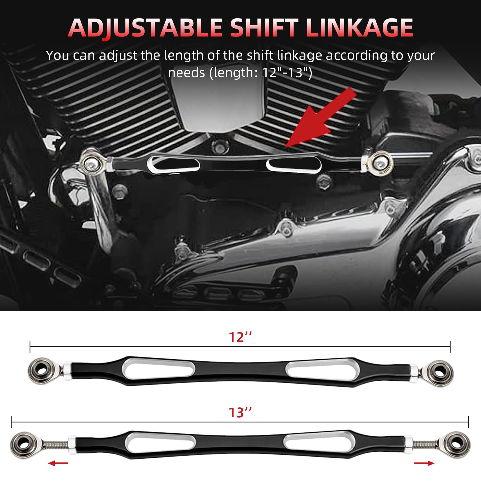 Amazicha Black Motorcycle Gear Shift Linkage Compatible For Harley Davidson Softail Road King Street Glide Tri Glide 1980-Later
