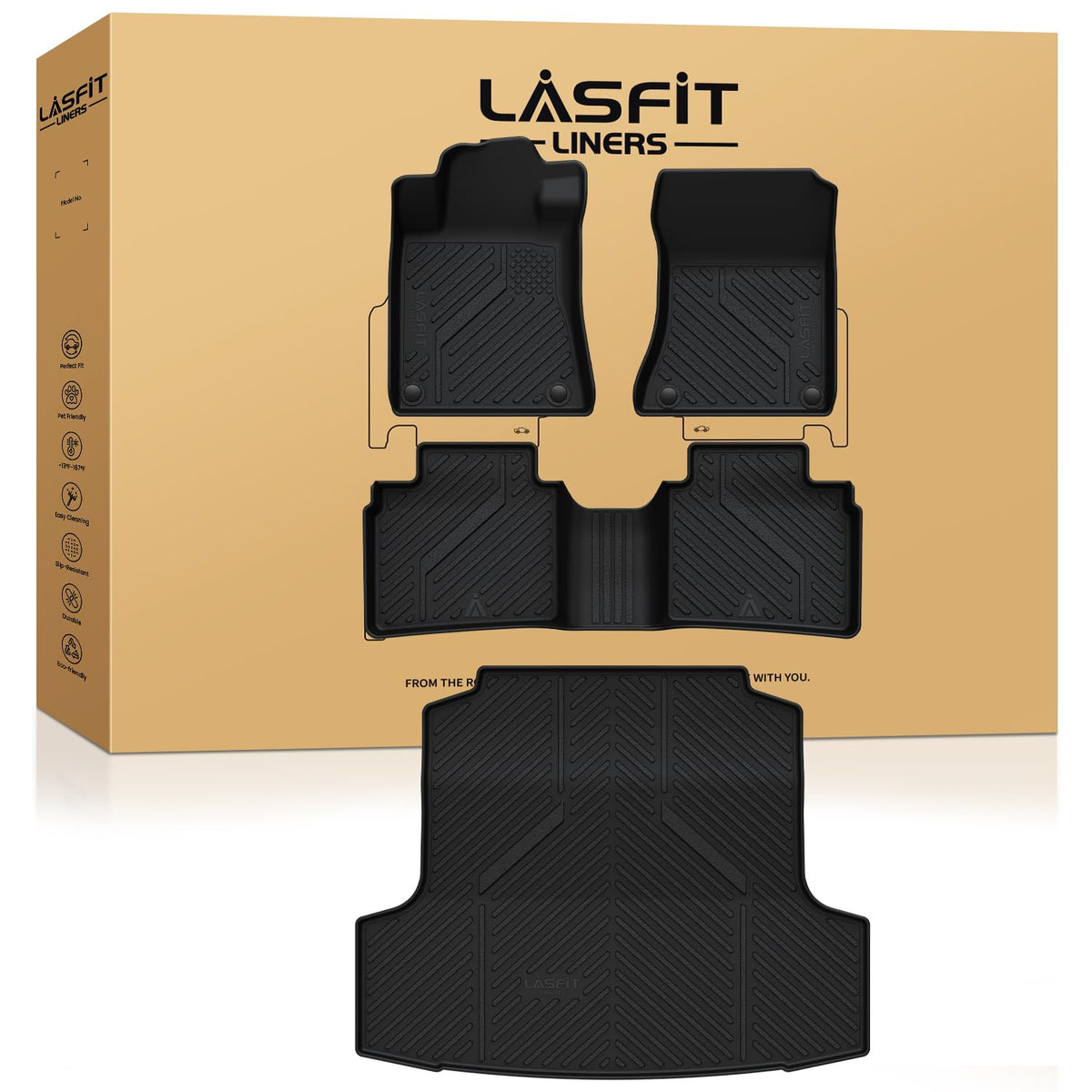LASFIT Floor Mats & Cargo Mat for Nissan Altima 2019-2025, All Weather TPE Custom Fit Durable Floor Liners for Altima S/SL/SR/SV