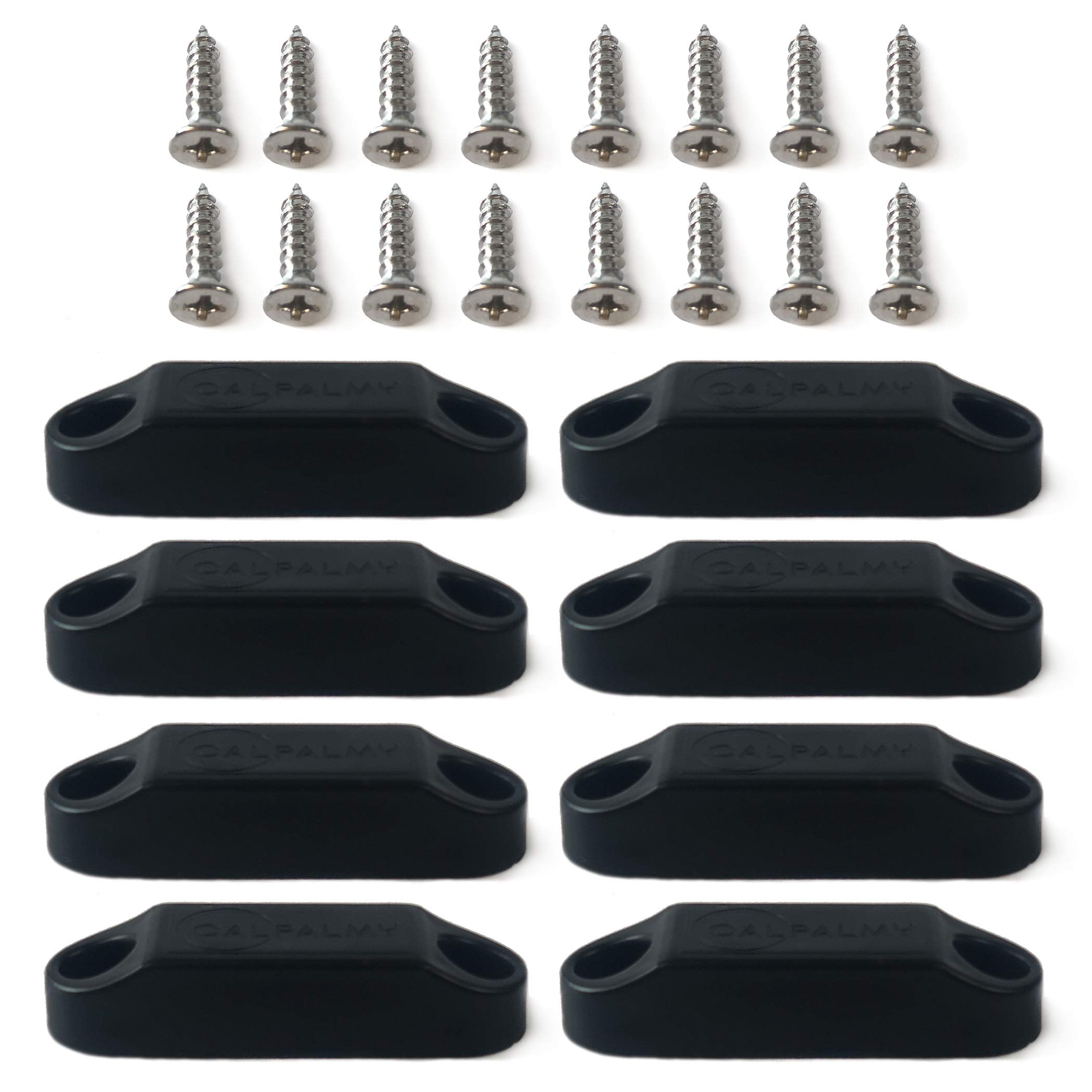 CALPALMY (4 Pairs) Magnetic Baggage Door Catch and Holder Kit - Black RV Storage Door Latch Perfect Alternative for Plastic Spri