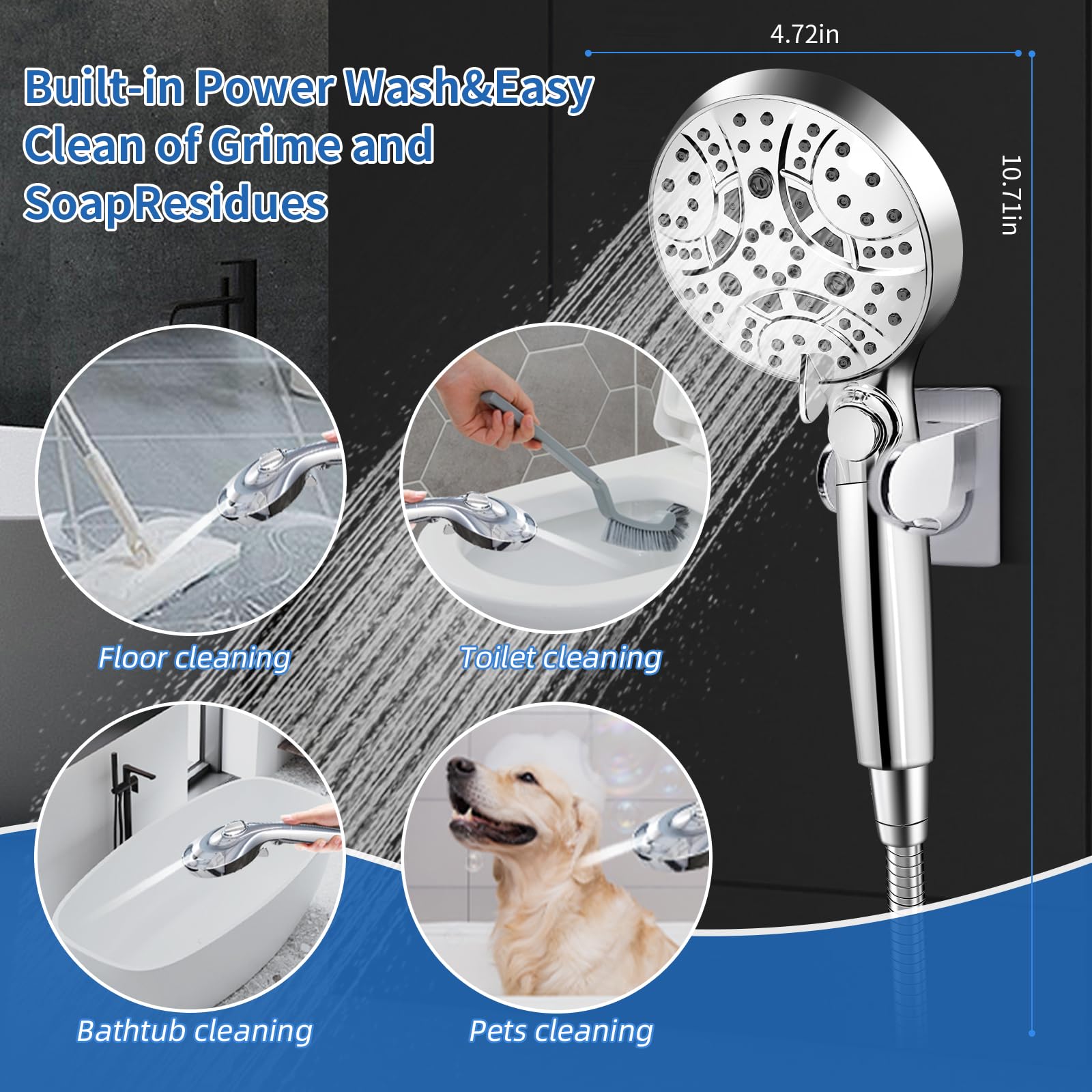 Watfigby Rv Shower Head With Hose, Shower Head With Handheld, 10 Modes High Pressure Shower Heads For Home/Rv/Camper/Travel Trai